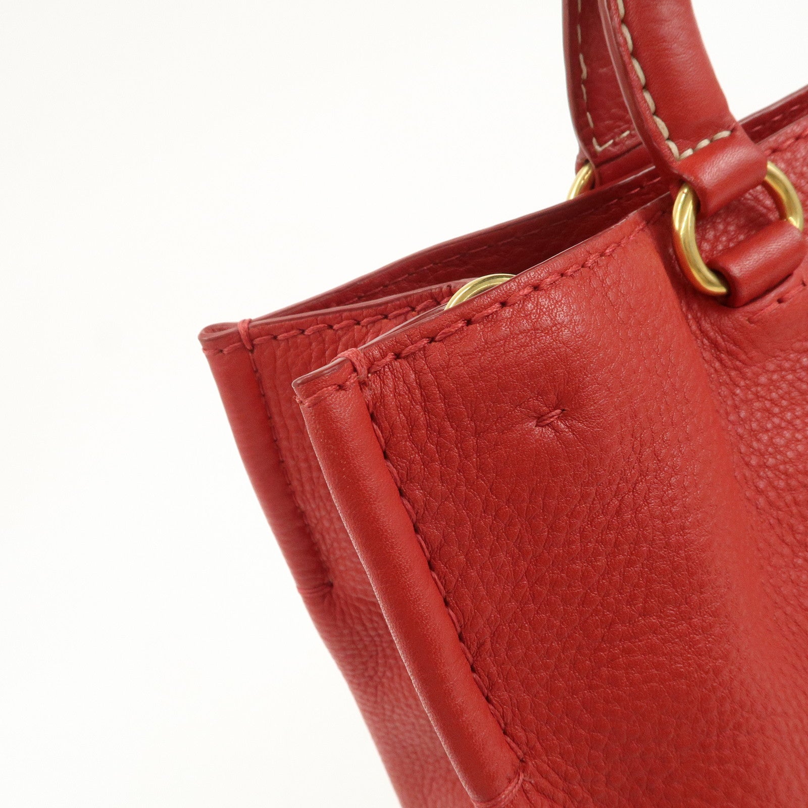 PRADA Vitello Daino Leather 2Way Tote Bag Shoulder Bag Red BR4617