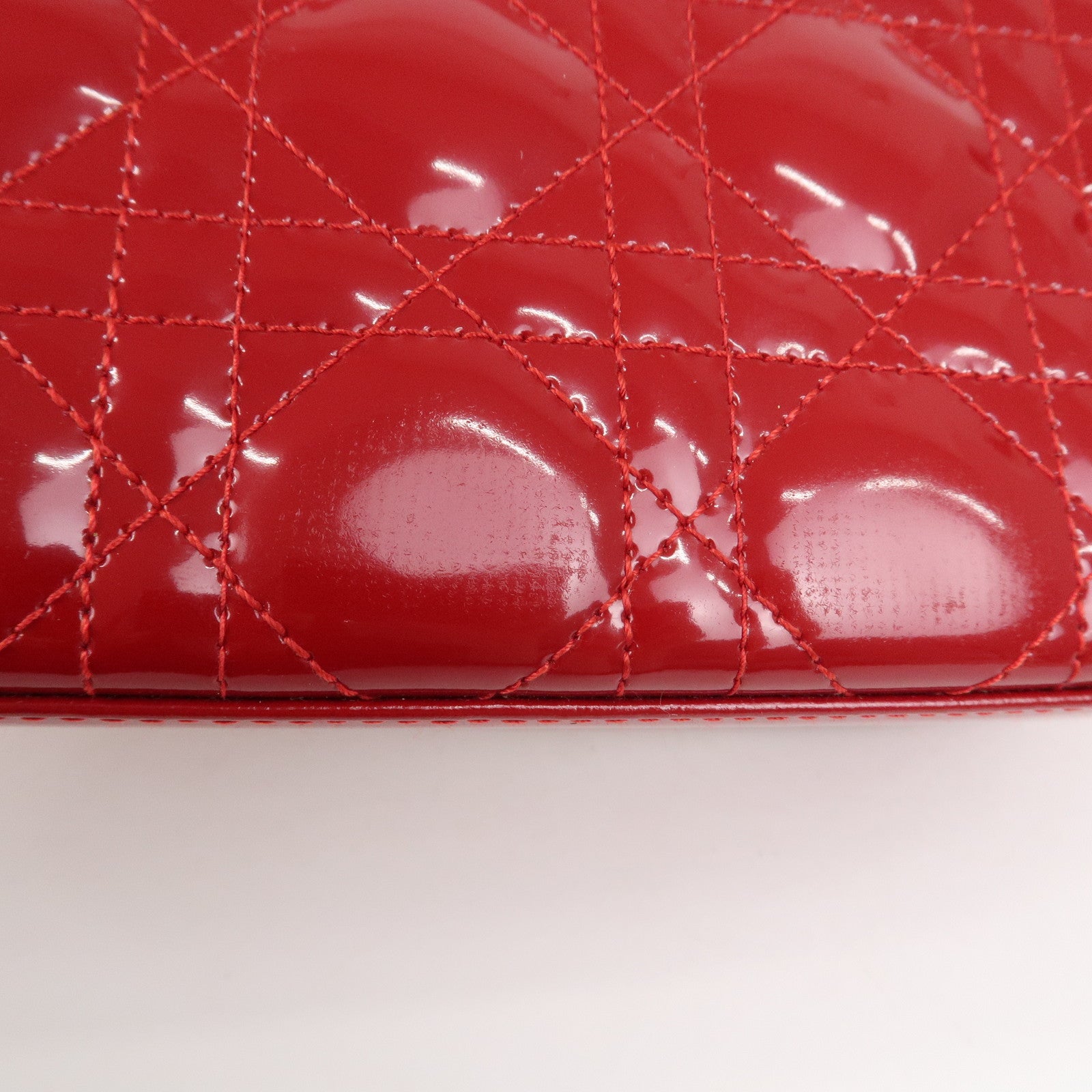 Christian Dior Cannage Patent Leather One Shoulder Bag Red