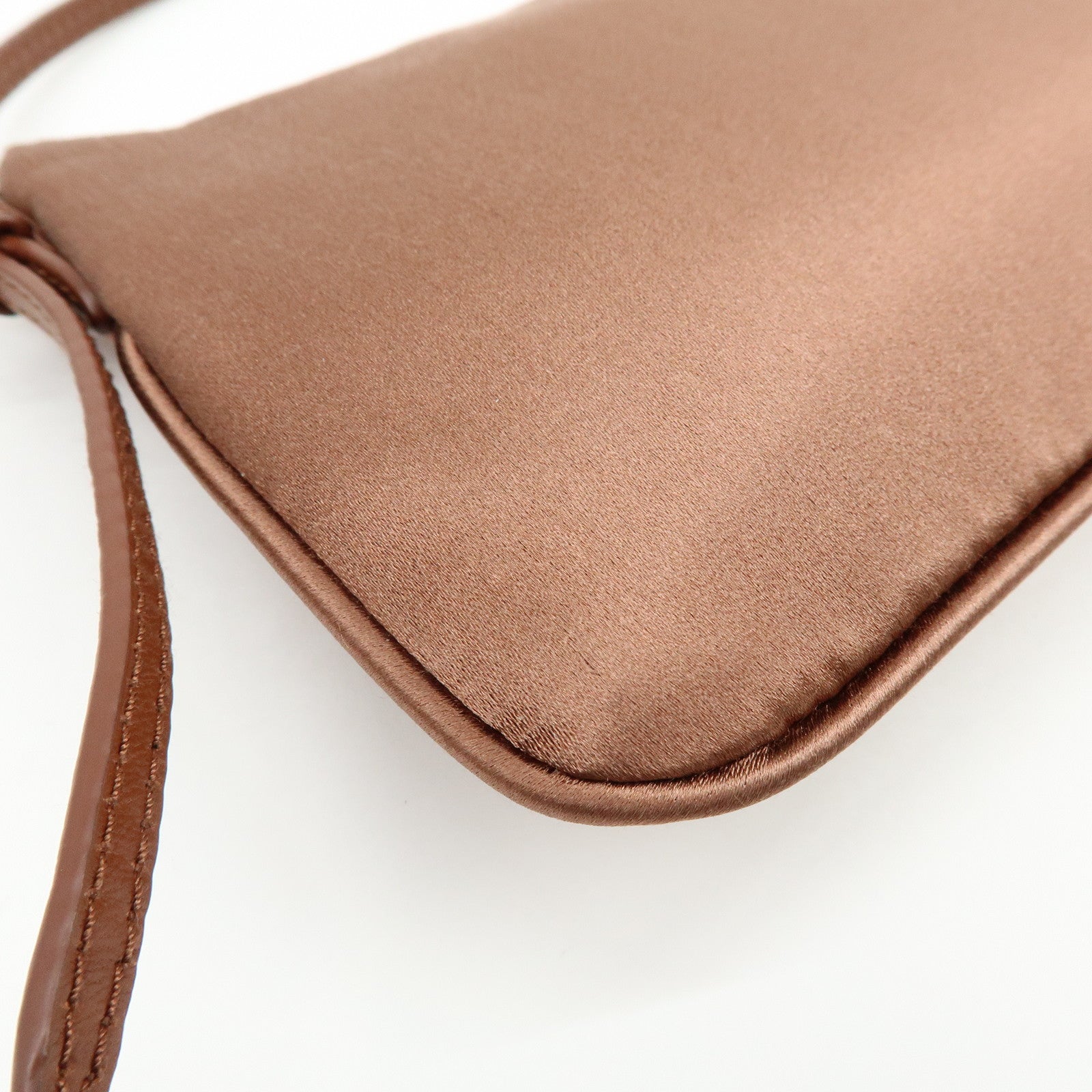 MIU MIU Logo Satin Mini Hand Bag Shoulder Bag Brown 5NI007