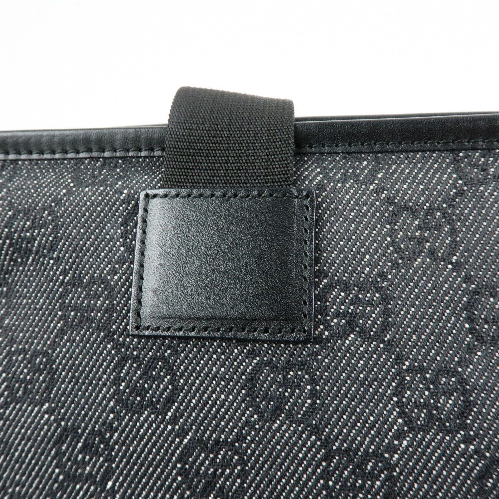 GUCCI GG Denim Leather Tote Bag Shoulder Bag Black 34339