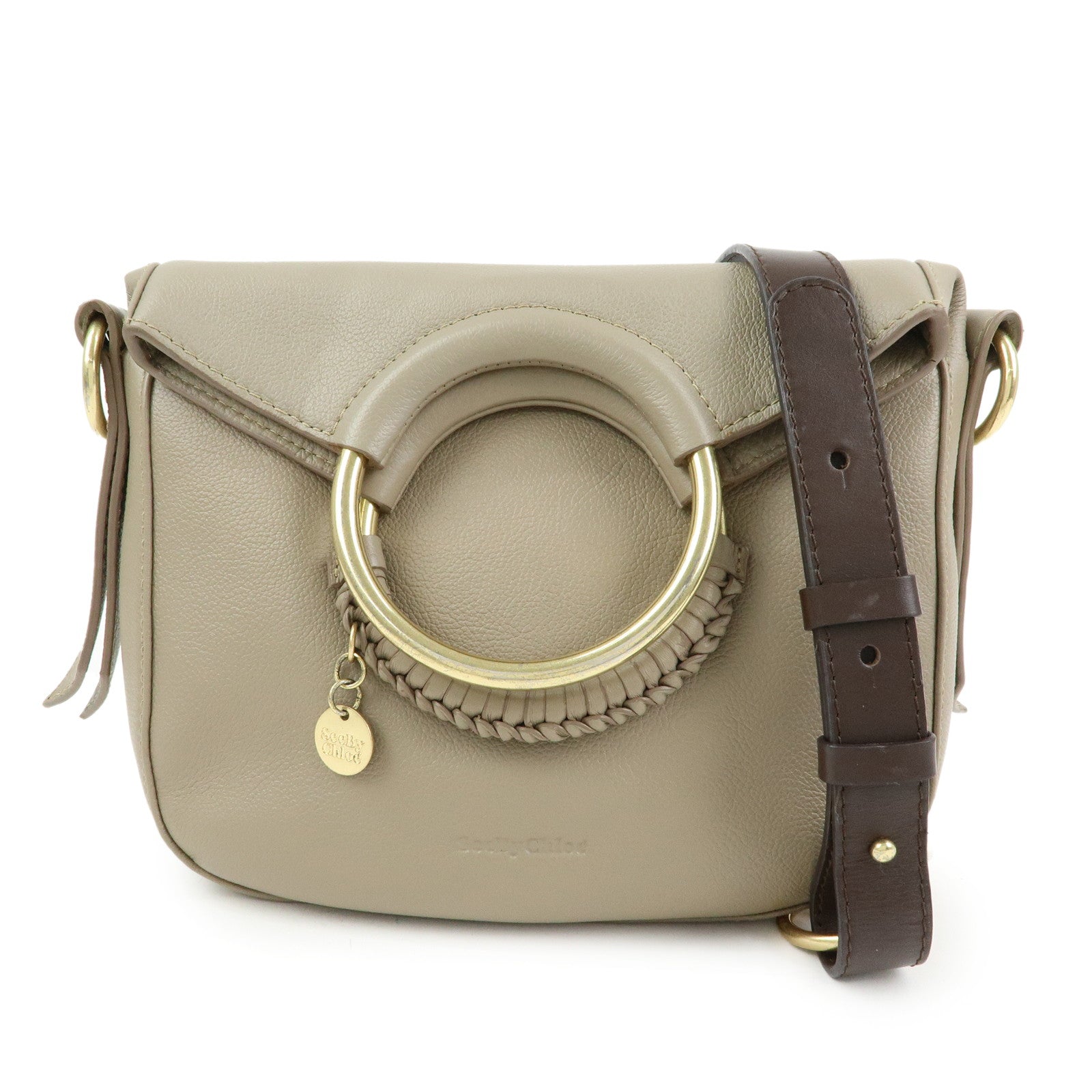 Chloe See by Chloe Joan Leather 2Way Bag Shoulder Hand Bag Gray