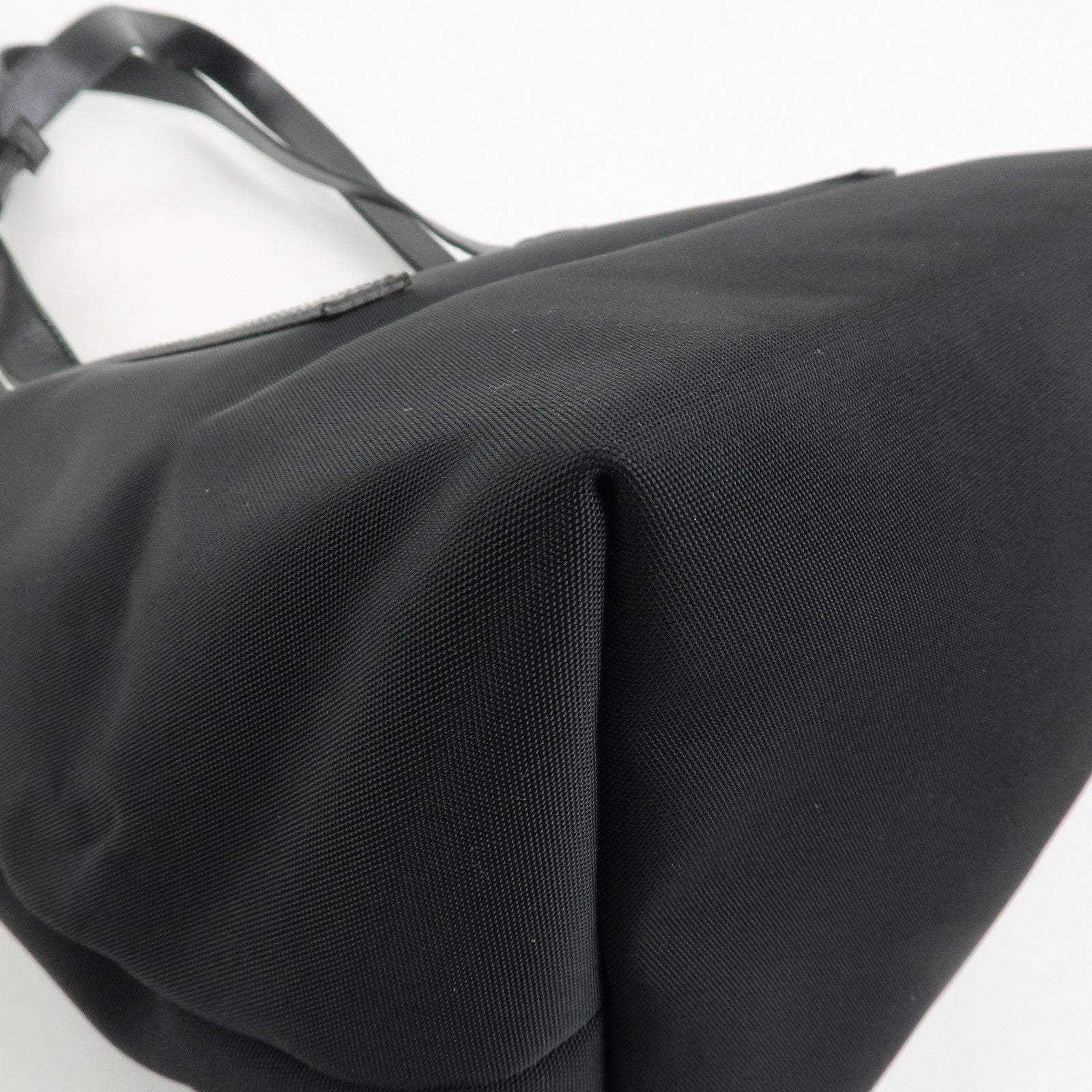 GUCCI Logo Nylon Leather Tote Bag Shoulder Bag Black 019・0493