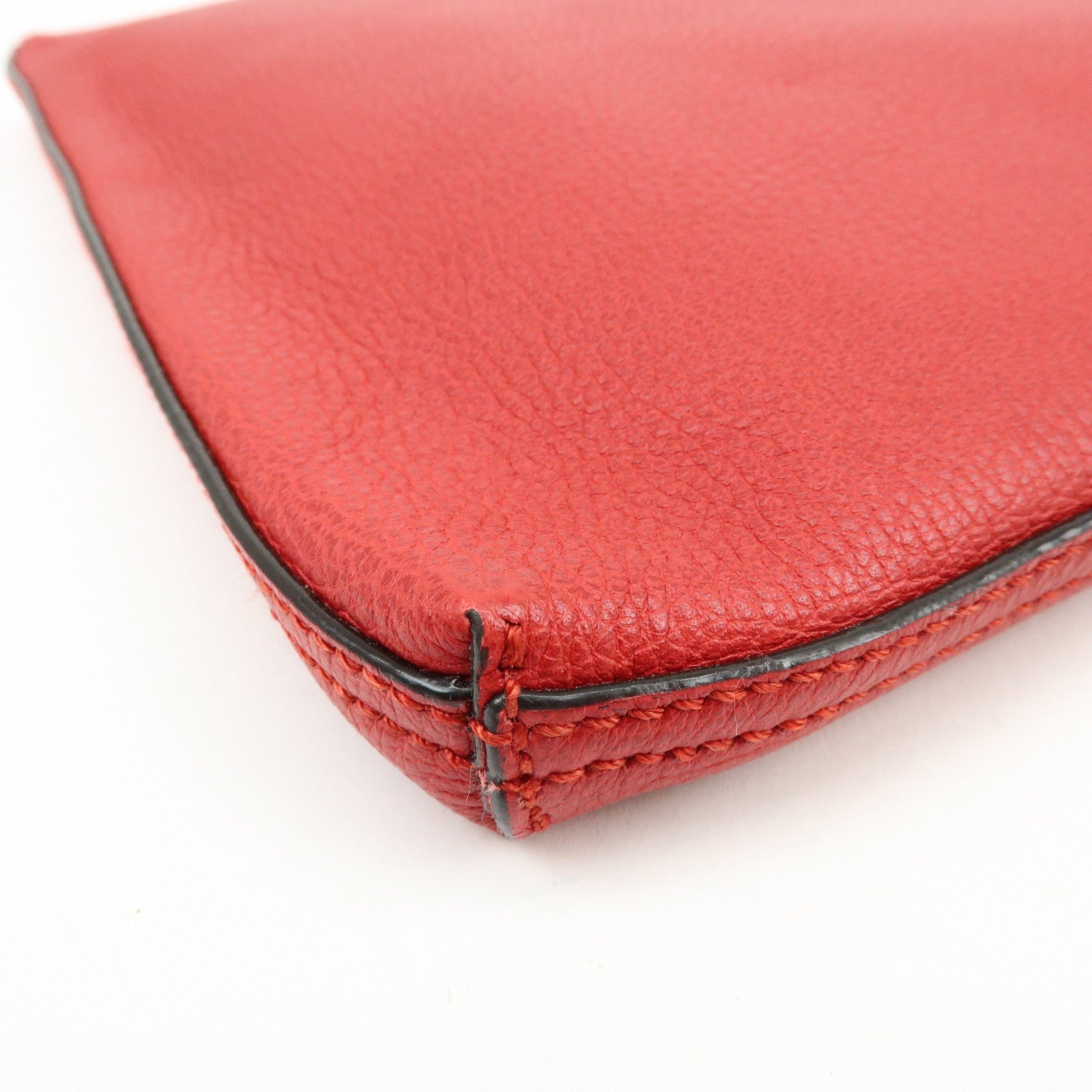 GUCCI Vintage Logo Medium Portfolio Leather Clutch Bag Red 500981