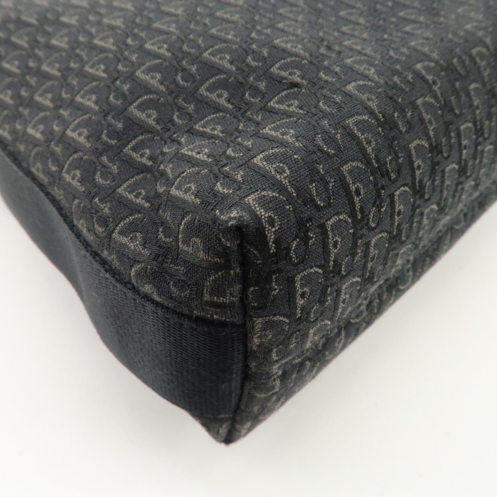 Christian Dior Trotter Leather Canvas Shoulder Bag Black Gray Used