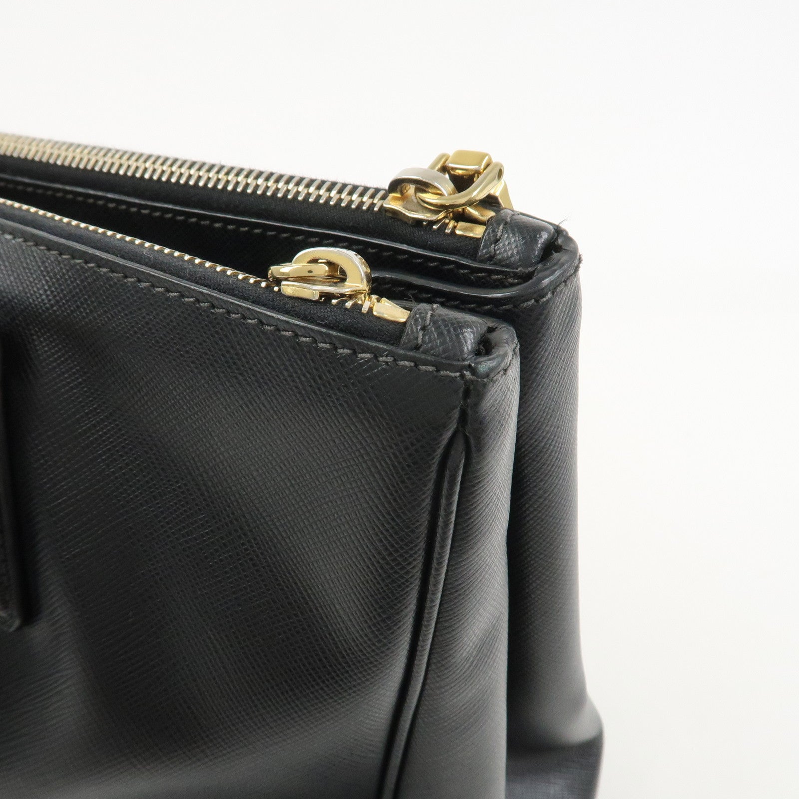 PRADA Galleria Triangle Logo Saffiano Leather 2Way Bag Black BN2274