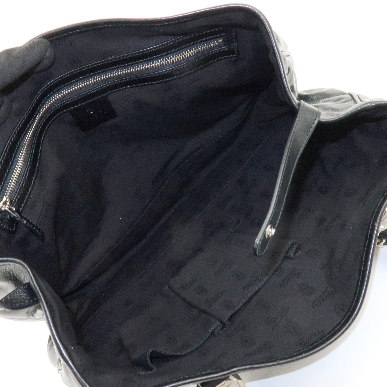GUCCI Interlocking G Leather Tote Bag Hand Bag Black 232957