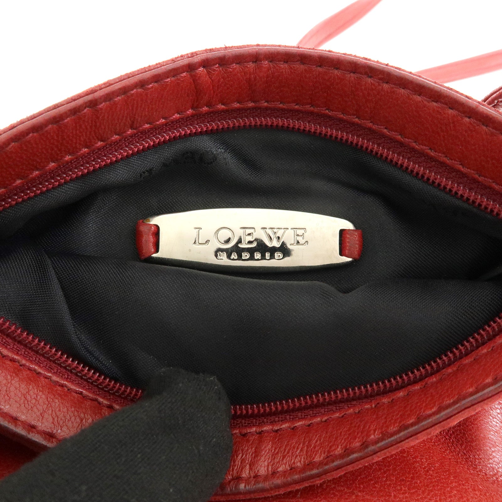 LOEWE Anagram Nappa Leather Shoulder Bag Crossbody Bag Red