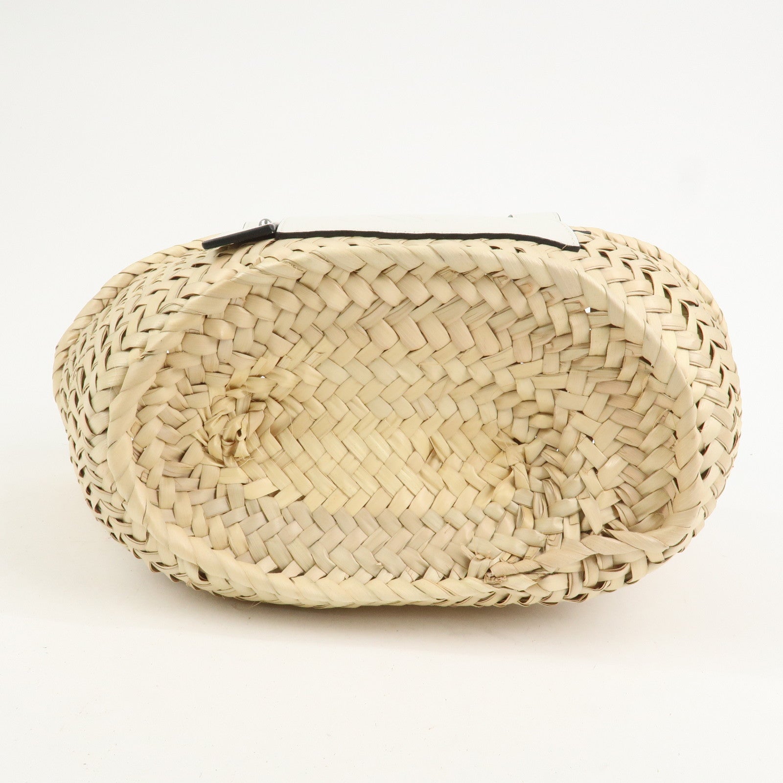 LOEWE Anagram Raffia Leather Small Basket Bag Hand Bag Natural