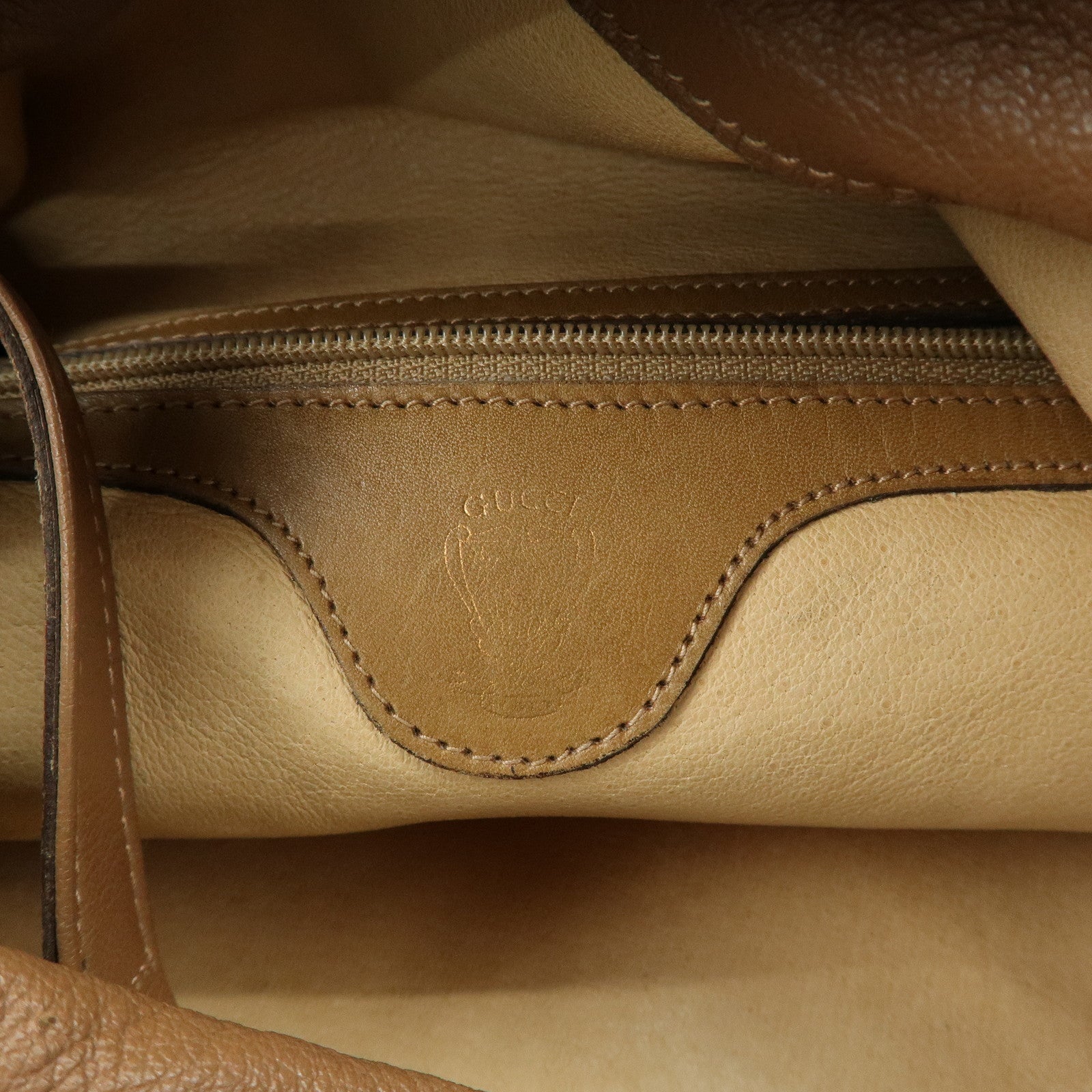 GUCCI Old Gucci Bamboo Leather Hand Bag Brown 26.000.5686