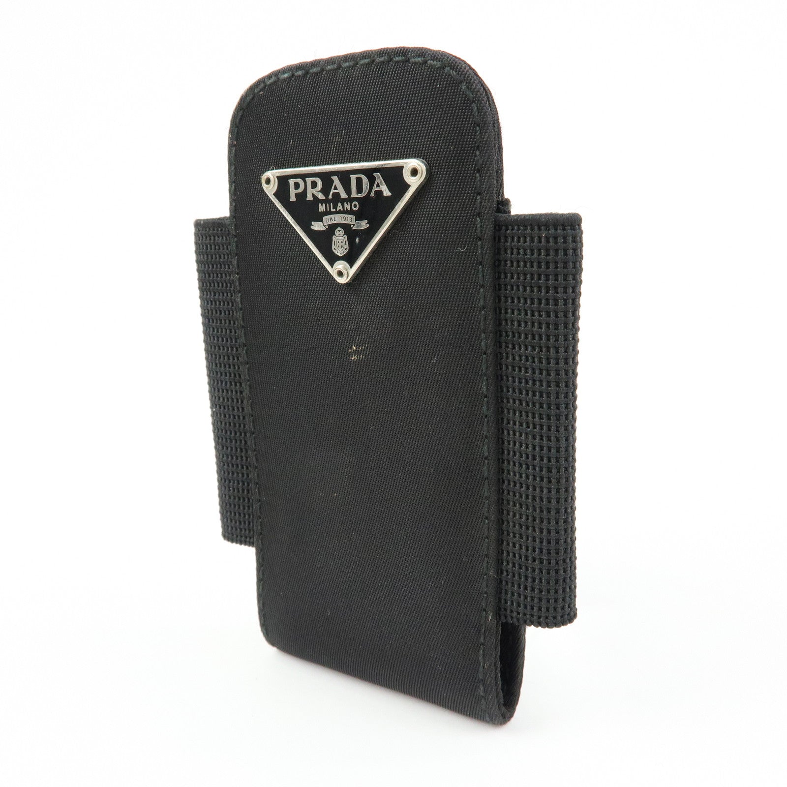 PRADA Triangle Logo Set of 4 Metal Key Case Bag Charm Black Gold