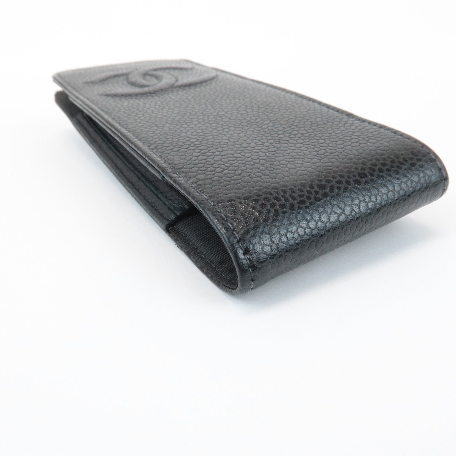 CHANEL COCO Mark Caviarskin Cell Phone Case Black Used