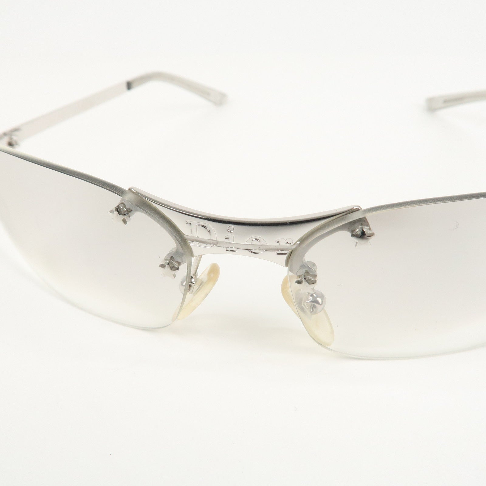 Christian Dior Clear Metal Sunglasses Gray Gradation 65□15 YB7NN Used