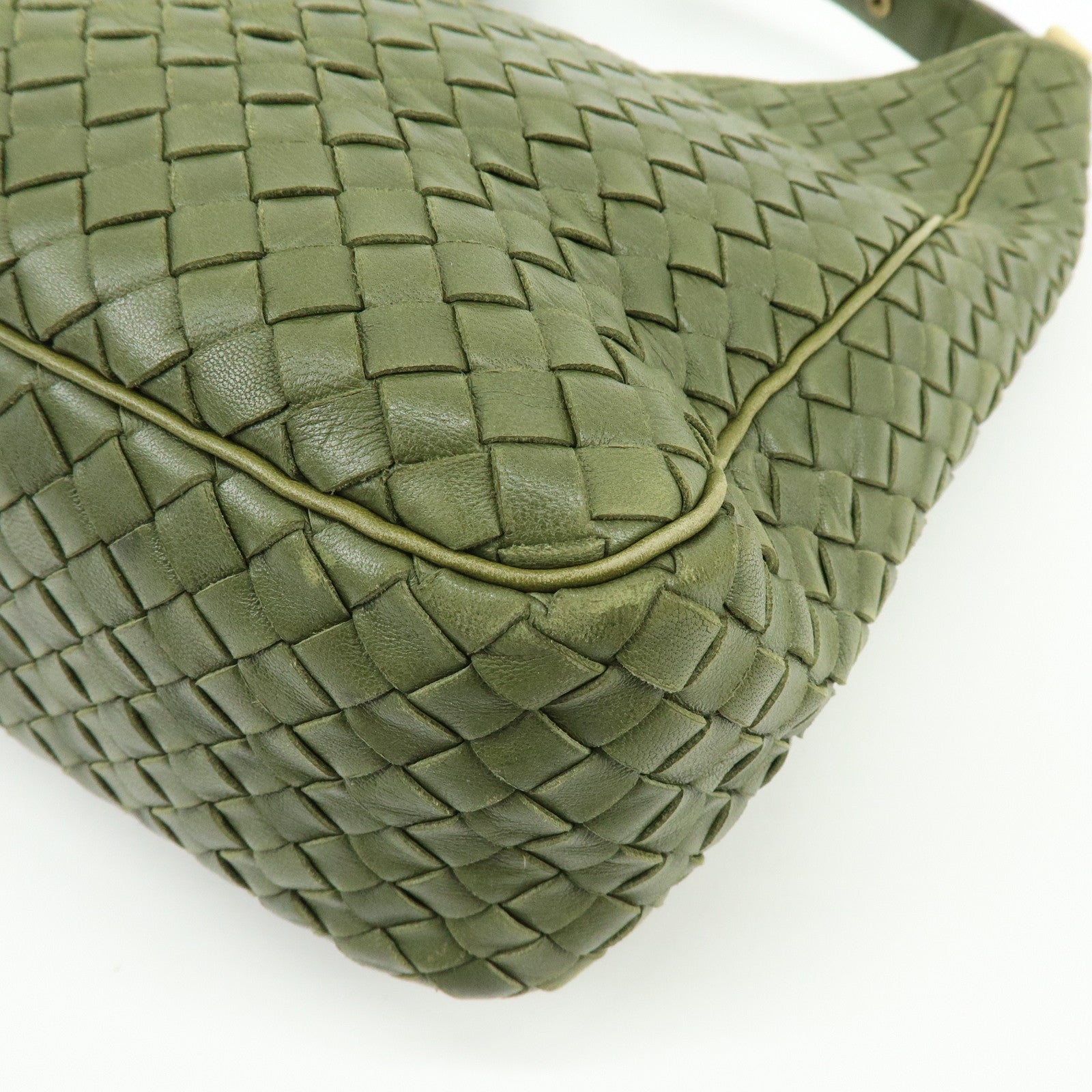 BOTTEGA VENETA Intrecciato Leather Shoulder Bag Crossbody Bag Green