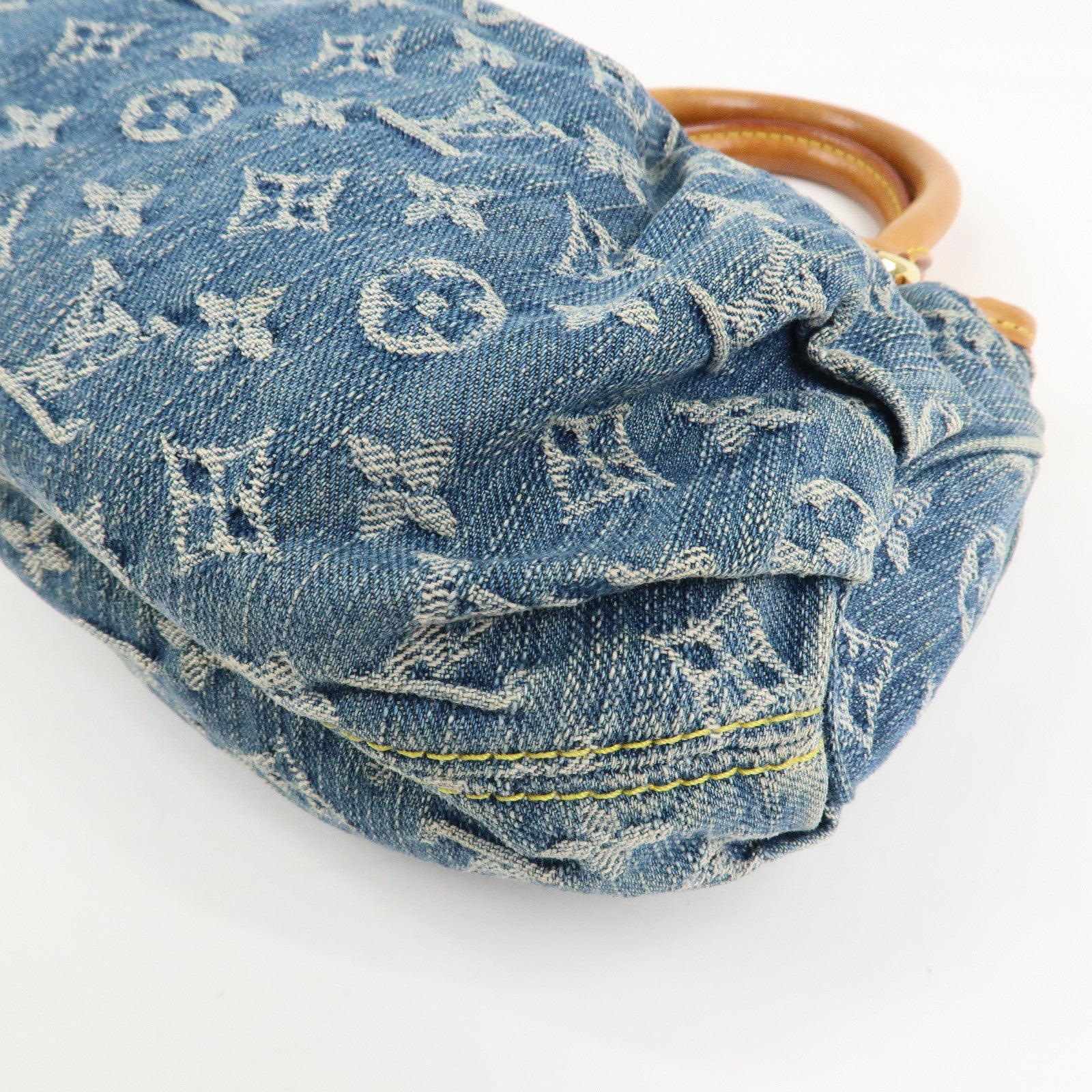 Louis Vuitton Monogram Denim Pleaty Hand Bag Blue M95020