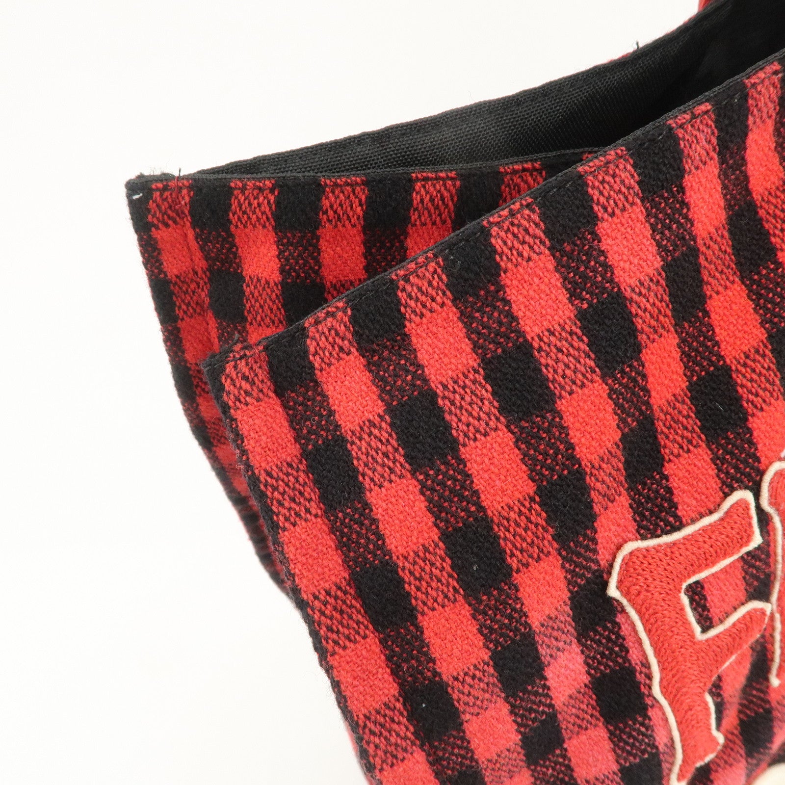 GUCCI Canvas Tote Bag Hand Bag Flower Plaid Red 484690