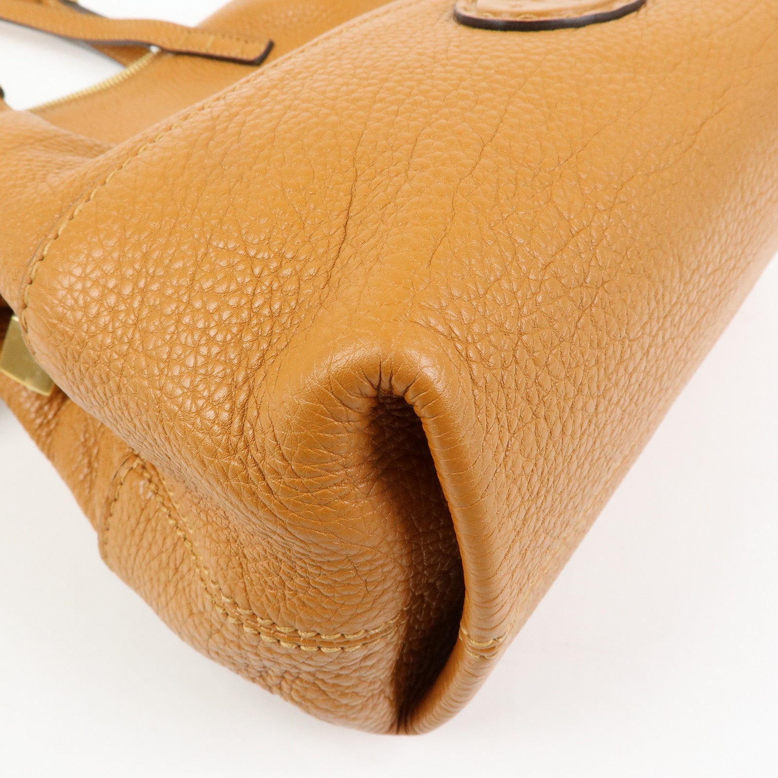 FENDI Chameleon Selleria Leather Tote Bag Shoulder Bag Brown 8BN232