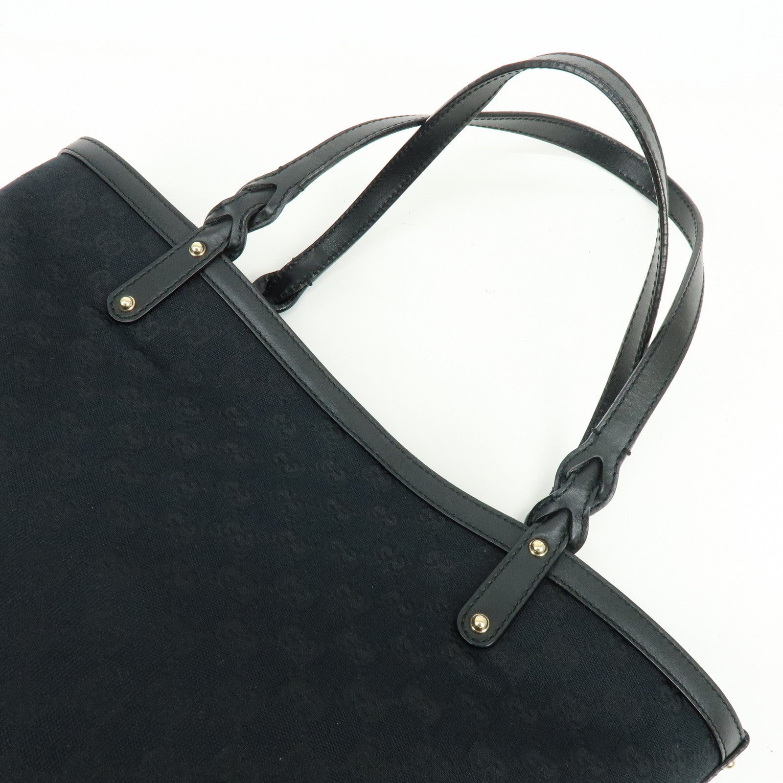 GUCCI GG Canvas Leather Tote Bag Shoulder Bag Black 247209