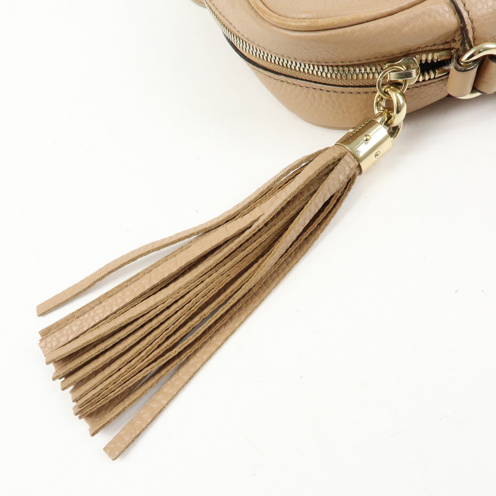 GUCCI SOHO Interlocking G Leather Shoulder Bag Beige 308364