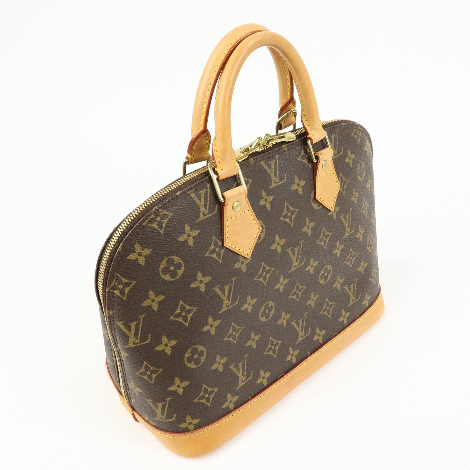 Louis Vuitton Monogram Canvas Leather Alma Hand Bag Brown M51130