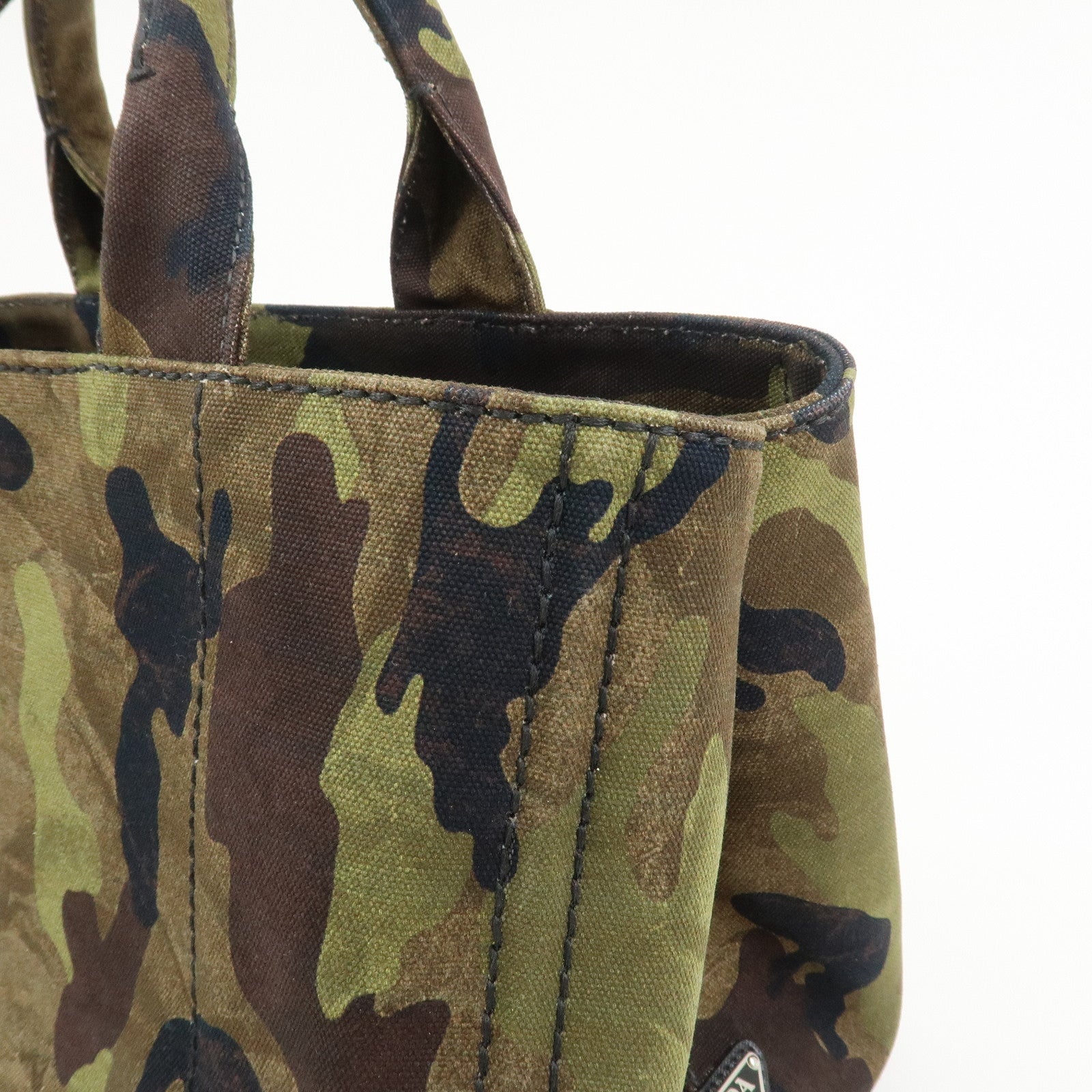 PRADA Canapa Canvas 2Way Hand Bag Shoulder Bag Khaki B2642B