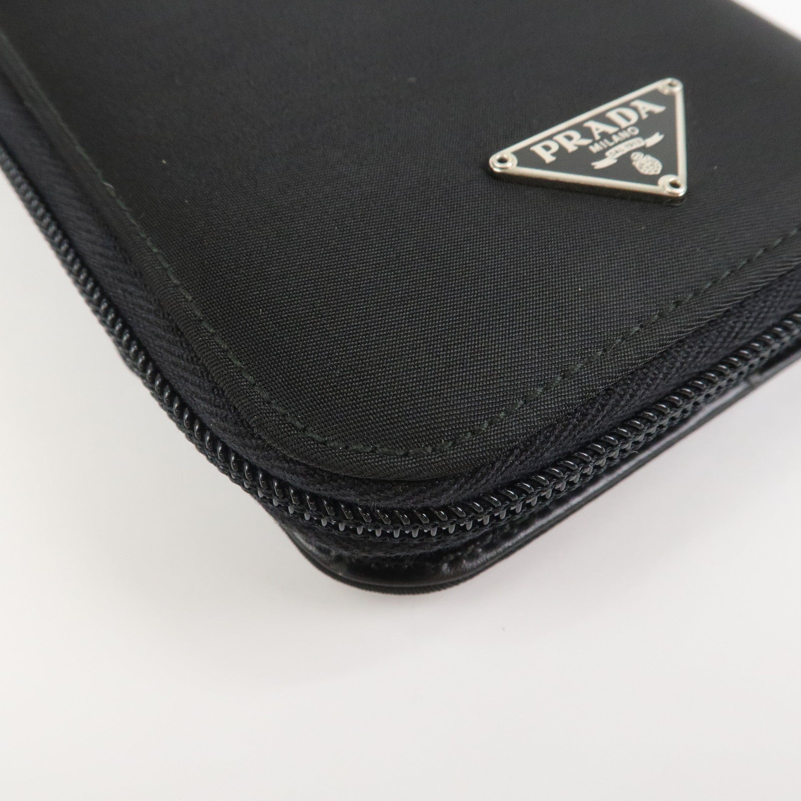 PRADA Triangle Logo Nylon Leather Planner Cover Agenda Cover Black