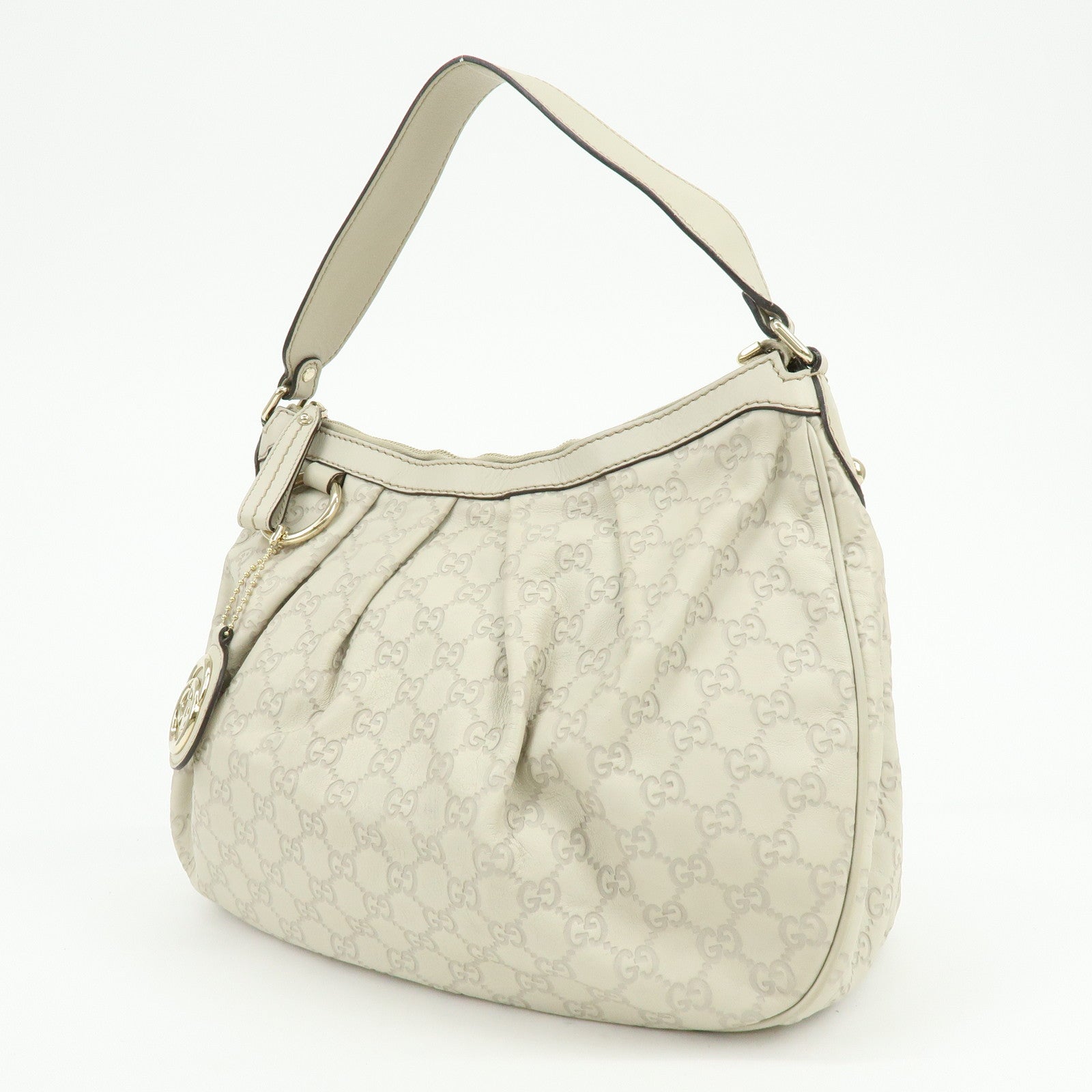 GUCCI Sukey Guccissima Leather Shoulder Bag Hand Bag White 232955