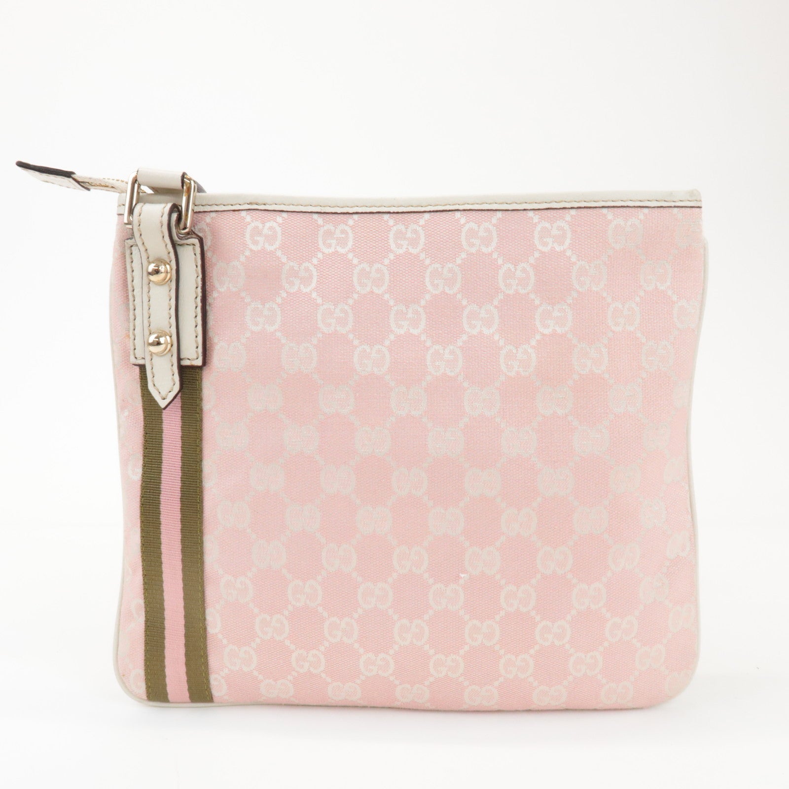 GUCCI Sherry GG Canvas Leather Shoulder Bag Pink 144388