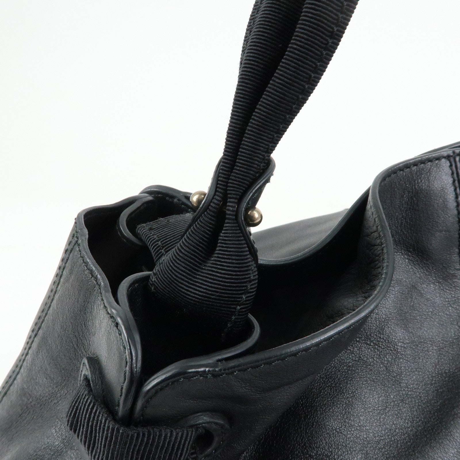 Ferragamo Vara Ribbon Leather Tote Bag Shoulder Bag Hand Bag Black