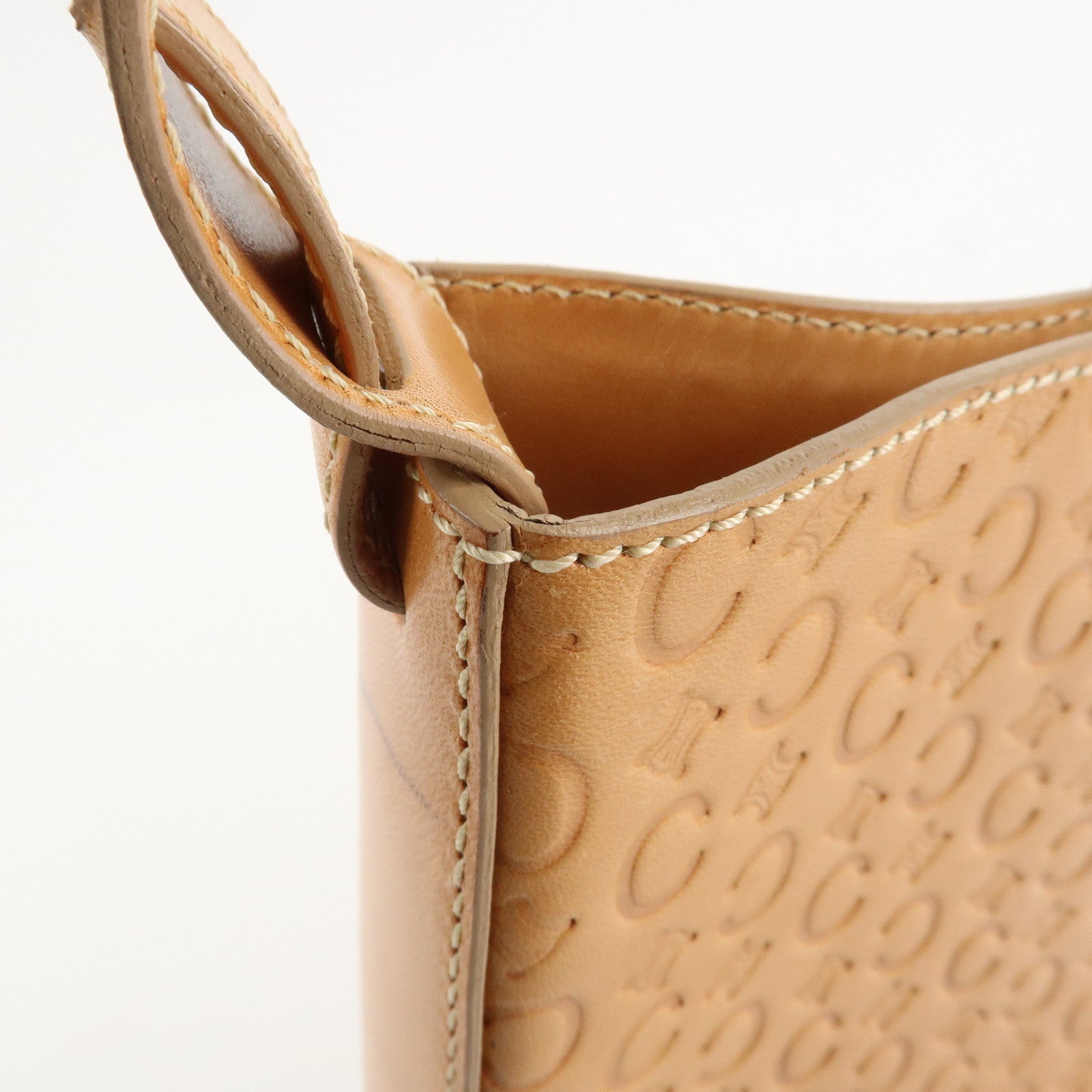 CELINE C Macadam Leather Shouler Bag Hand Bag Beige