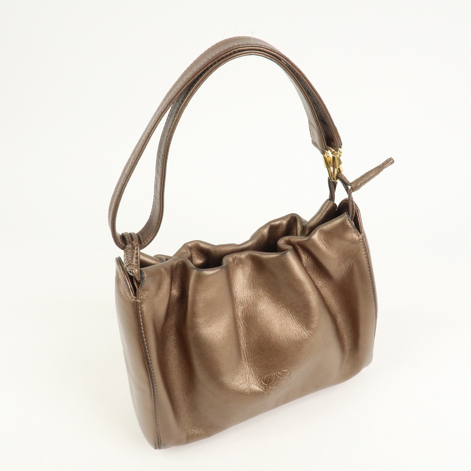 LOEWE Anagram Logo Leather Shoulder Bag Hand Bag Brown