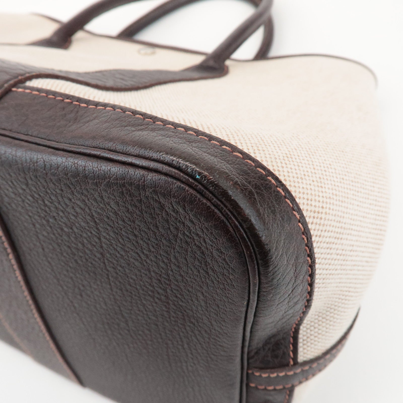 HERMES Toile Ash Garden Party PM □H Stamped Tote Bag Brown