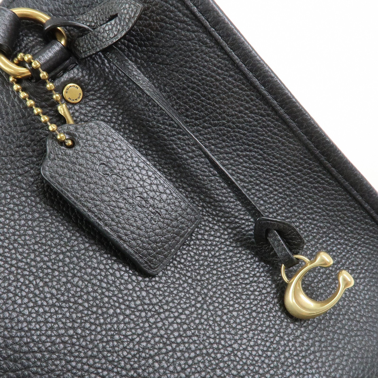 COACH Leather 2Way Shoulder Bag Tote Bag Black