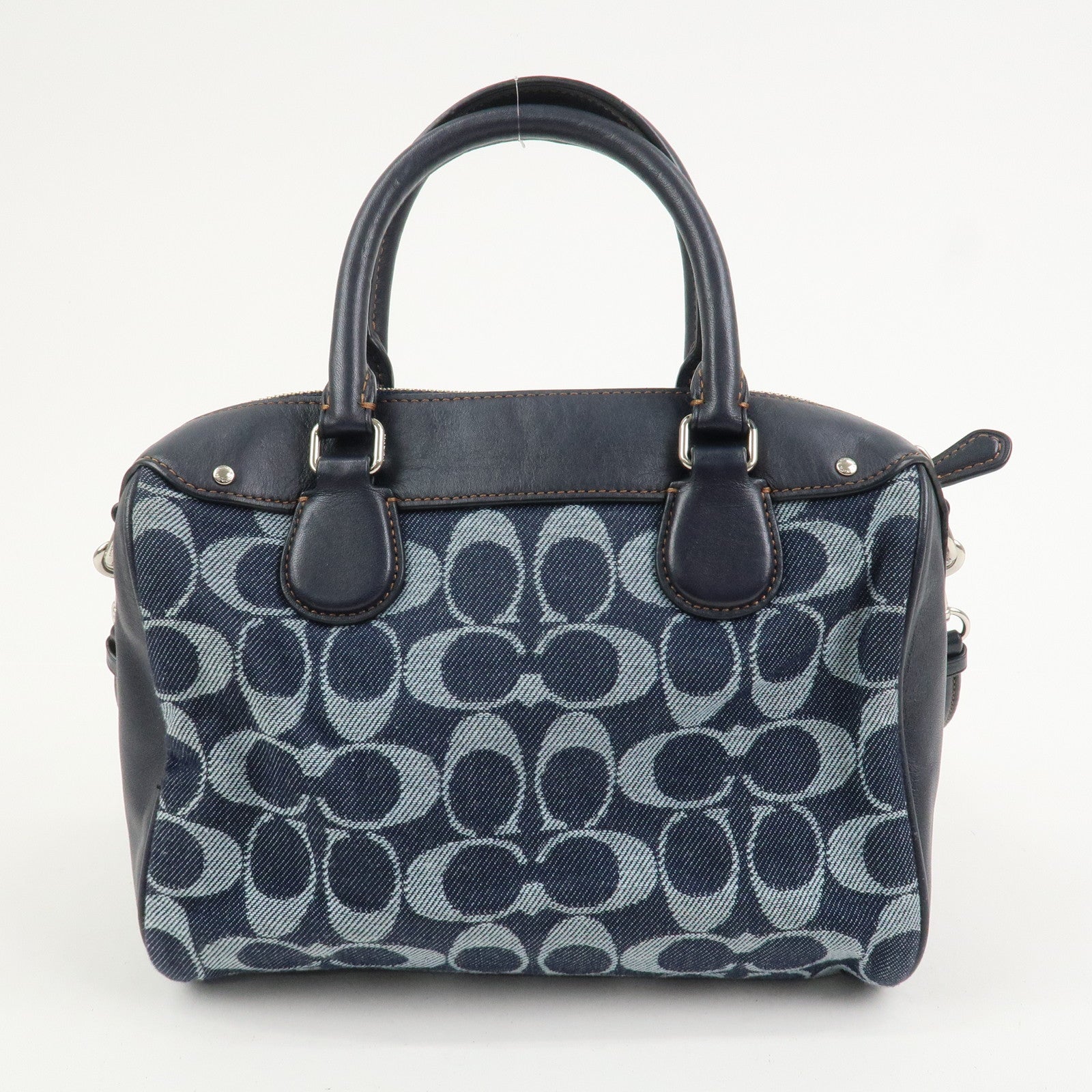 COACH Signature Denim Leather 2Way Bag Shoulder Bag Hand Bag