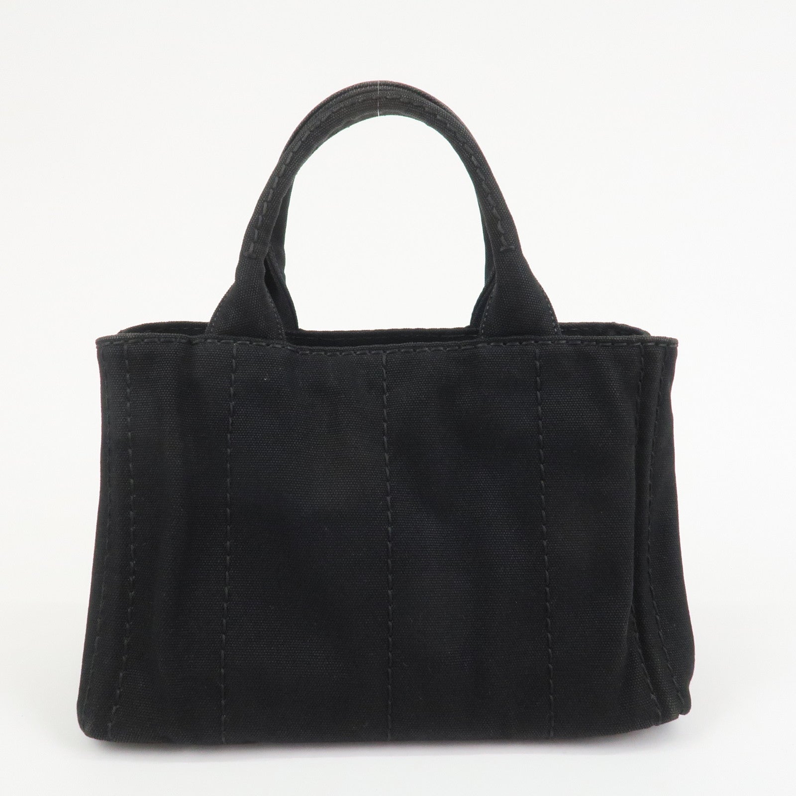 PRADA Canapa Mini Canvas 2Way Bag Hand Bag Black 1BG439