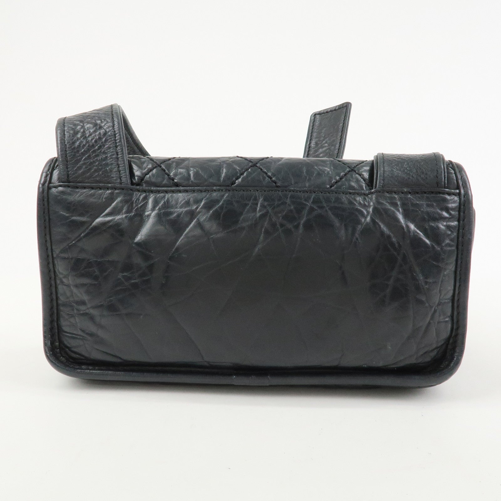 CHANEL Wild Stitch Calf Leather Shoulder Bag Crossbody Bag Black