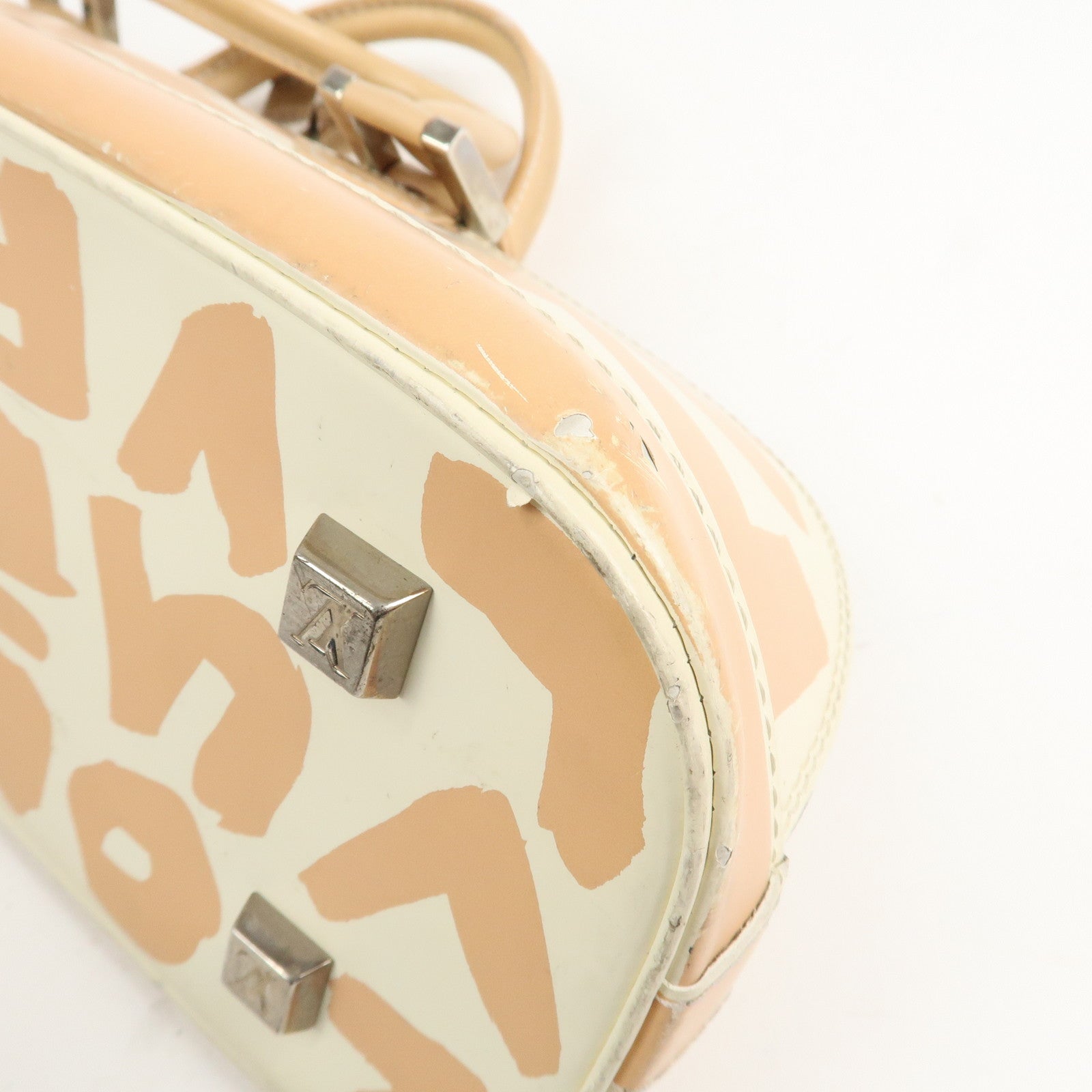 Louis Vuitton Graffiti Alma Horizontal Leather Hand Bag Beige M92176