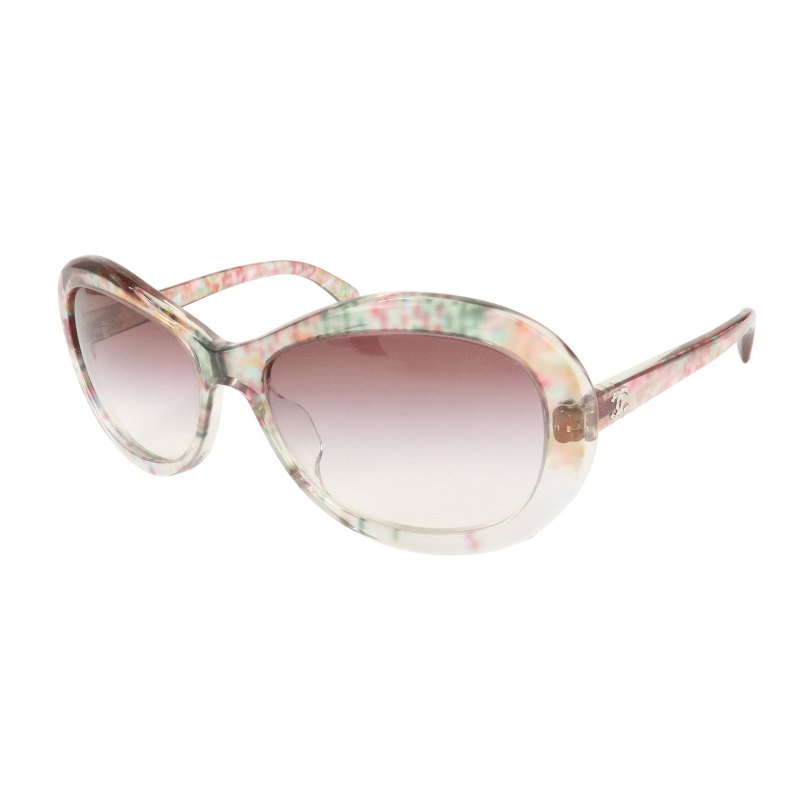 CHANEL COCO Mark Plastic Sunglasses 57□17 Multicolor 5219-A Used