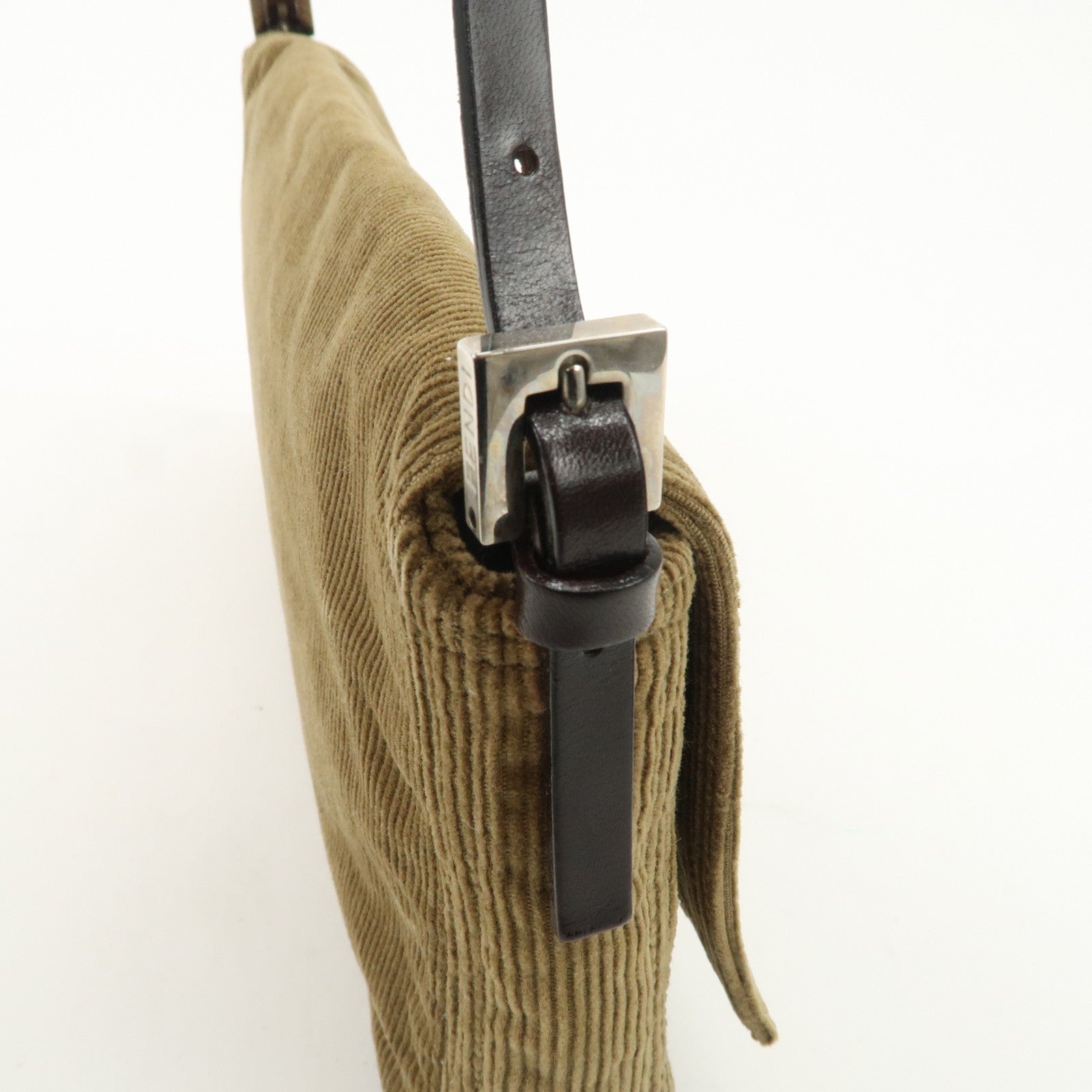 FENDI Logo Corduroy Shoulder Bag Hand Bag Caramel Used