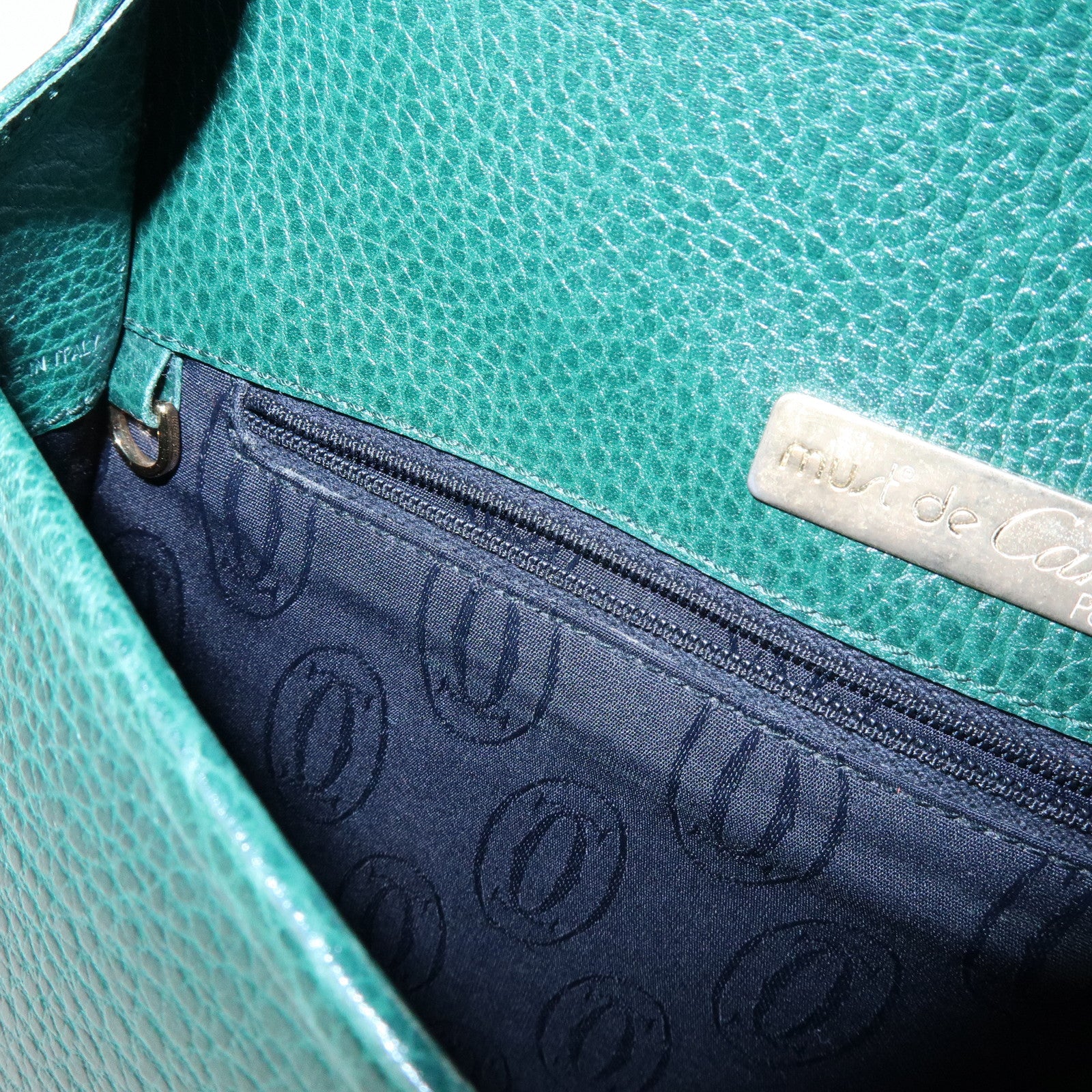 Cartier Must de Cartier Leather Flap Shoulder Bag Green