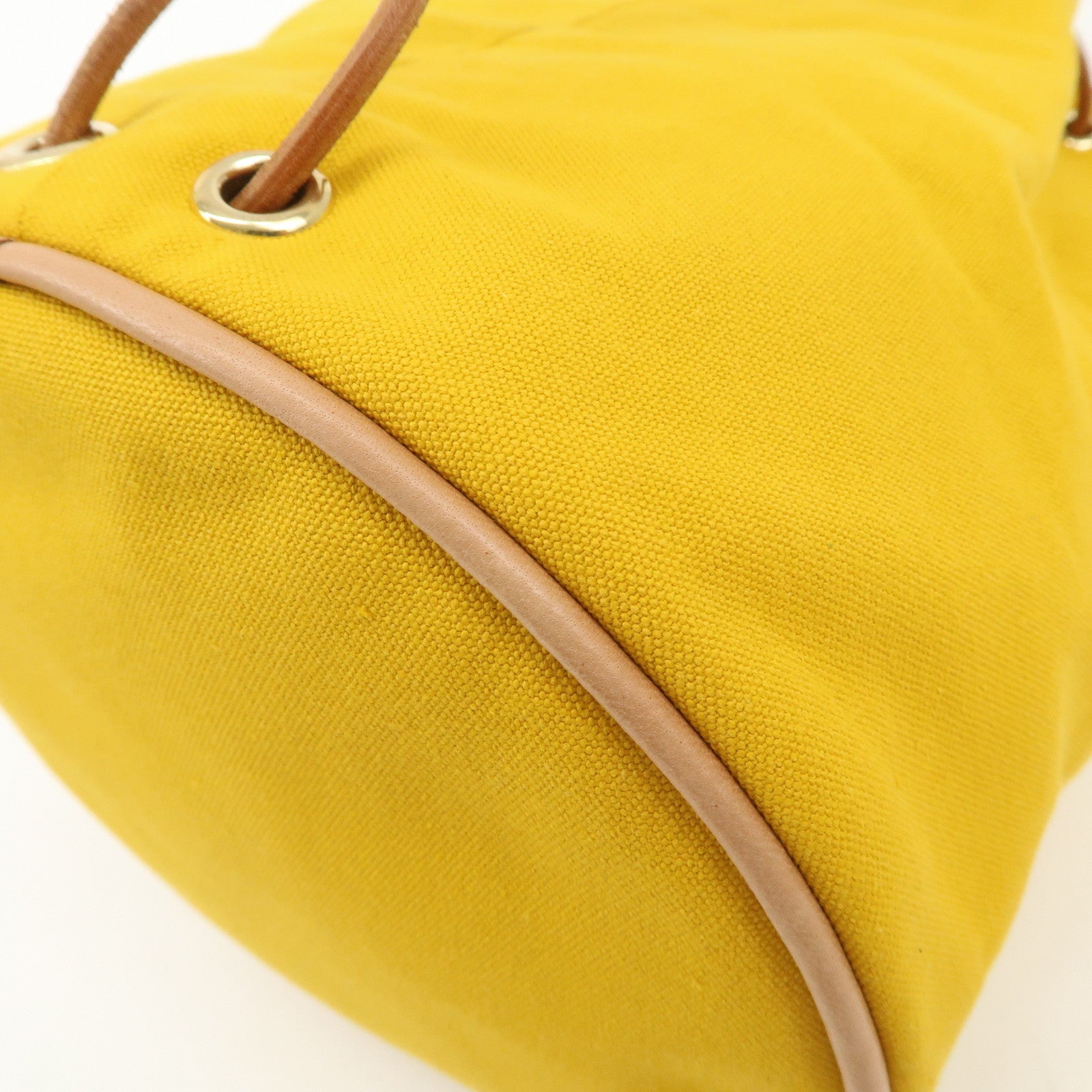 HERMES Porochon Mimil Canvas Leather PM Shoulder Bag Yellow