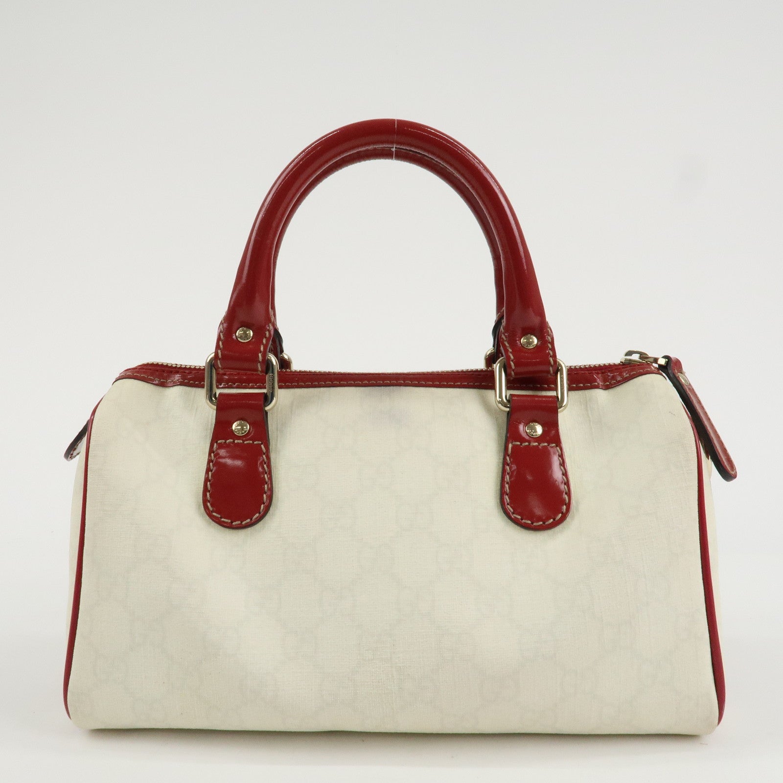GUCCI Joyline GG Supreme Leather Mini Boston Bag White Red 190257 Used