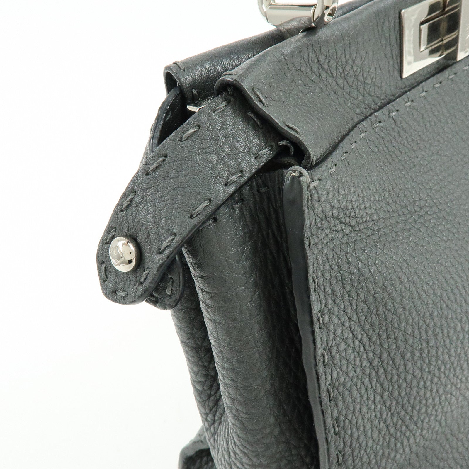 FENDI Selleria Peekaboo Calf Leather 2Way Shoulder Hand Bag 8BN226