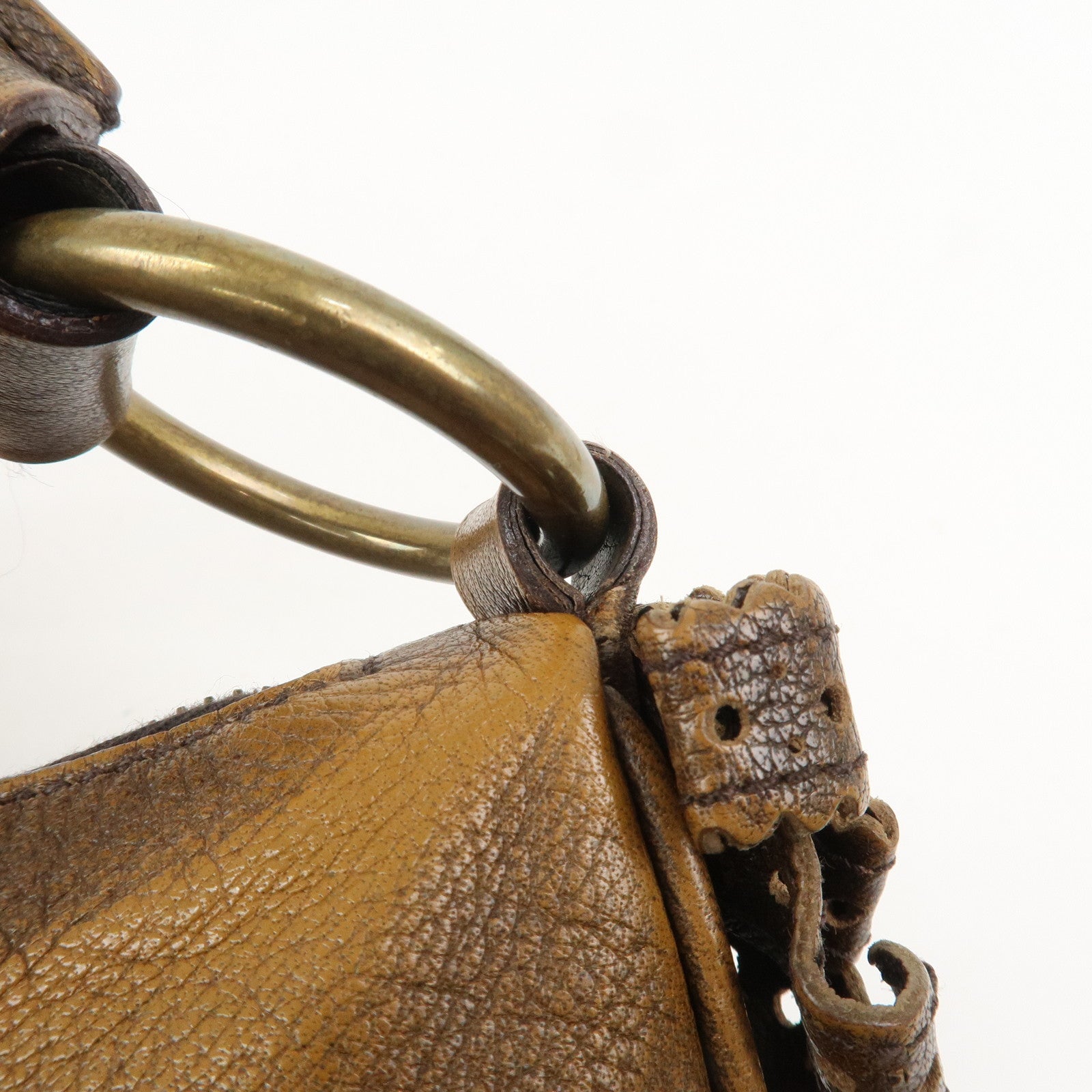 MIU MIU Leather Ribbon Hand Bag Shoulder Bag Dark Brown