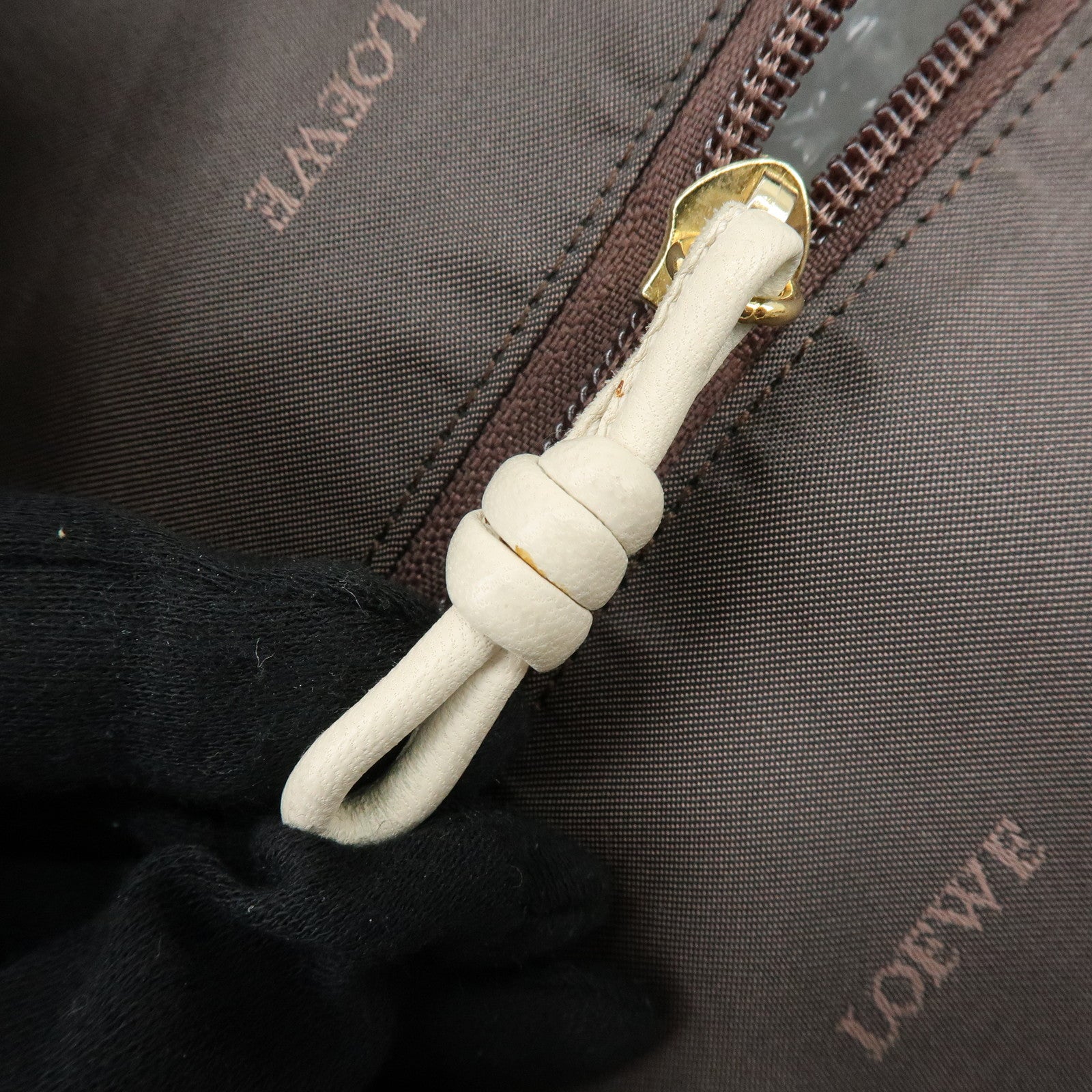 LOEWE Anagram Nappa Aire Leather Hand Bag Tote Bag Ivory