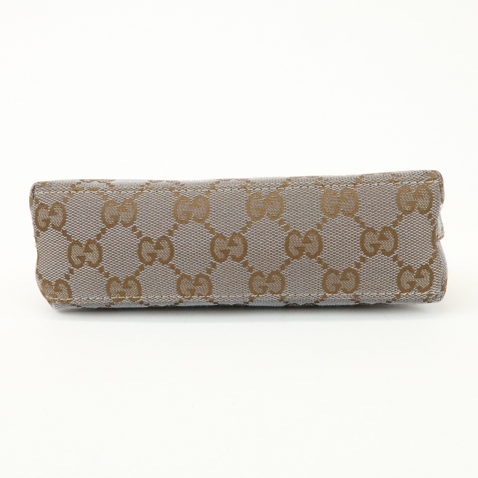 GUCCI GG Mnogram Canvas Leather Cosmetic Pouch Brown 272367