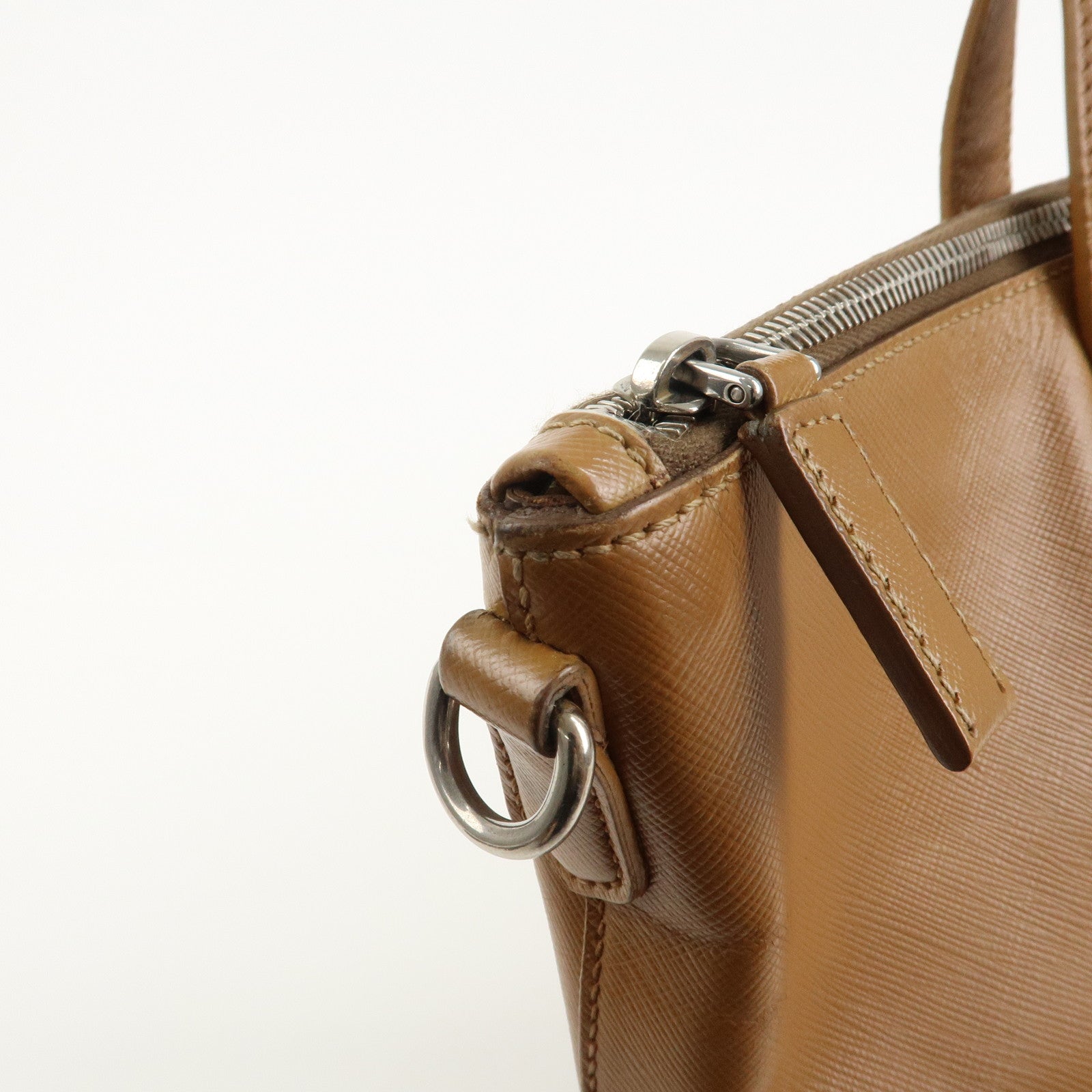 PRADA Triangle Logo Leather 2Way Bag Shoulder Bag Brown