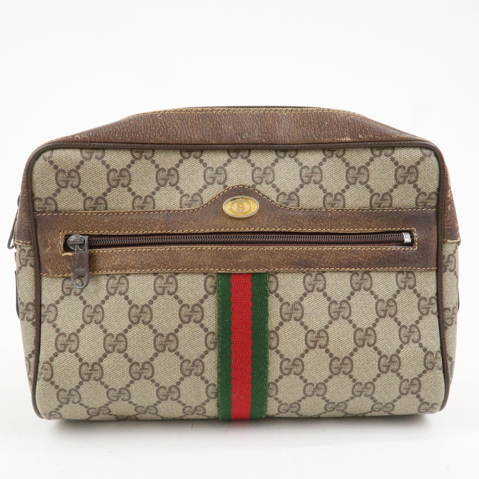 GUCCI Set Of 2 GG Monogram Leather Clutch Bags Beige Brown