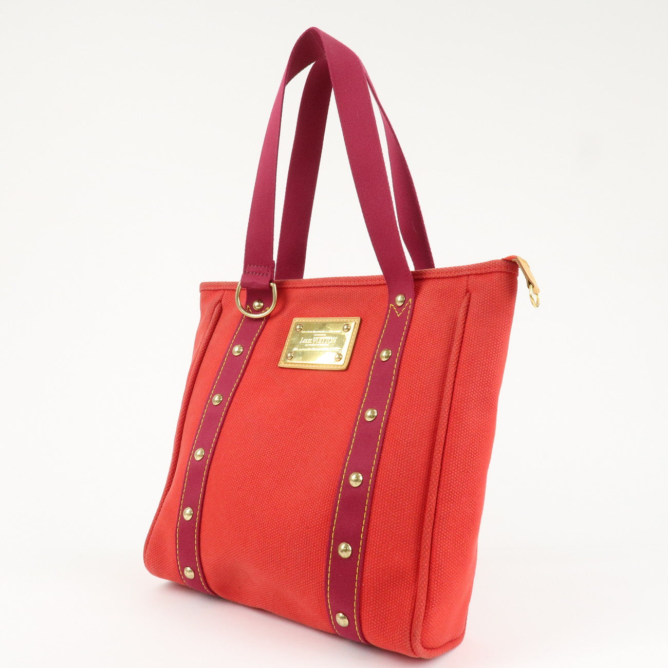 Louis Vuitton Antigua Cabas MM Tote Bag Hand Bag Rouge M40034 Used