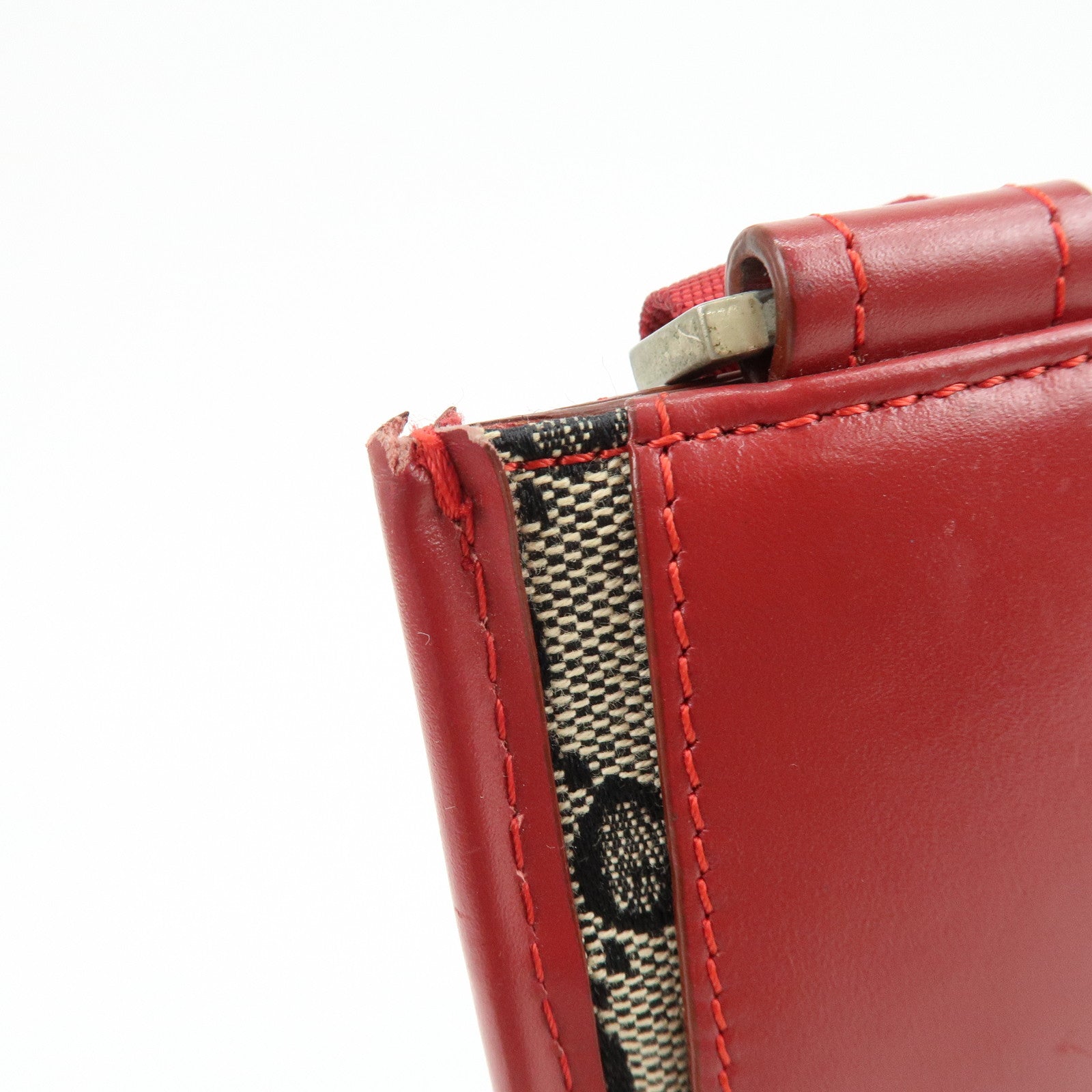GUCCI GG Canvas Leather Shoulder Bag Beige Red 019・0348・200047