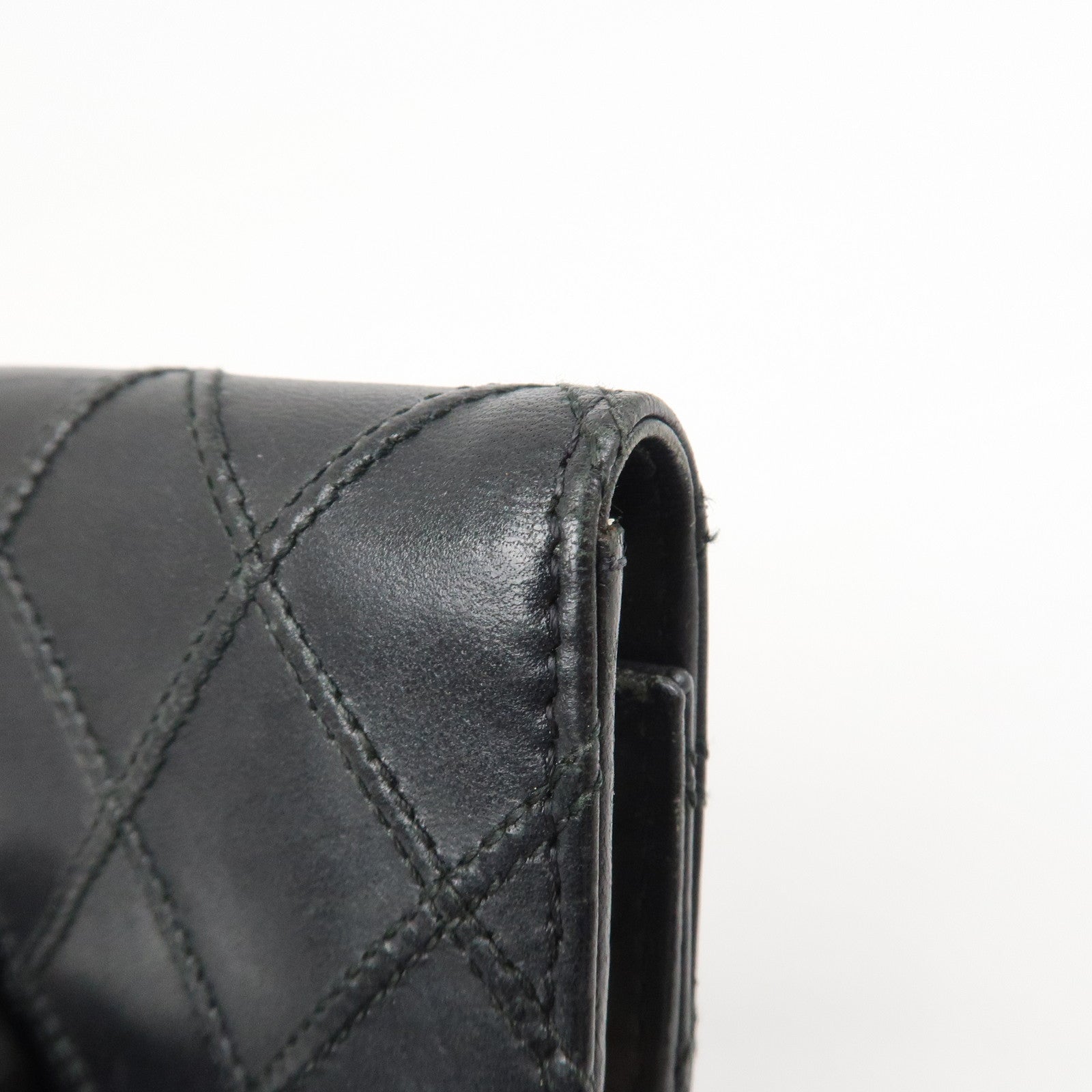 CHANEL Bicolore COCO Mark Lamb Skin 6 Rings Key Case Black